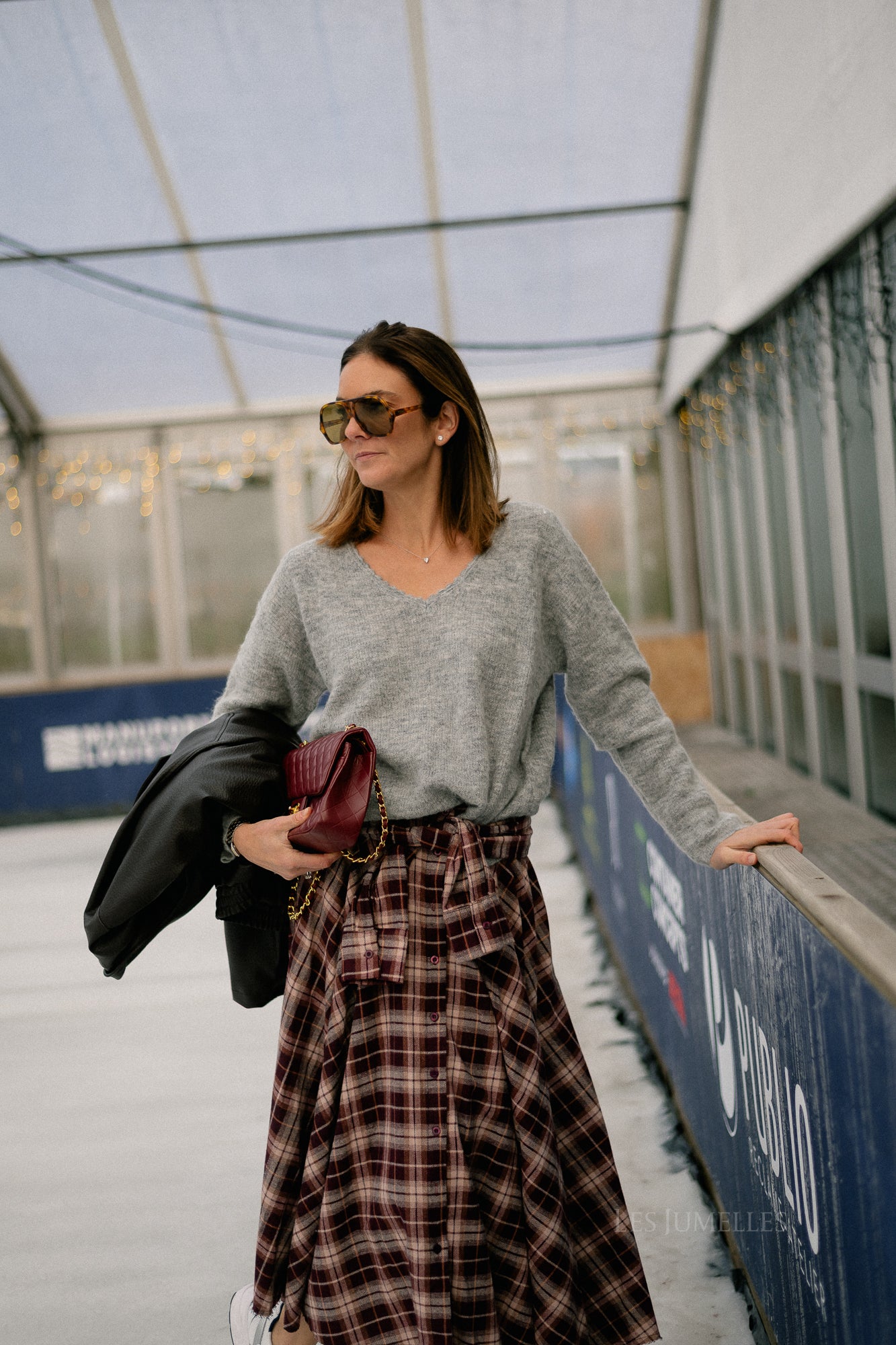 Martha checkered skirt burgundy