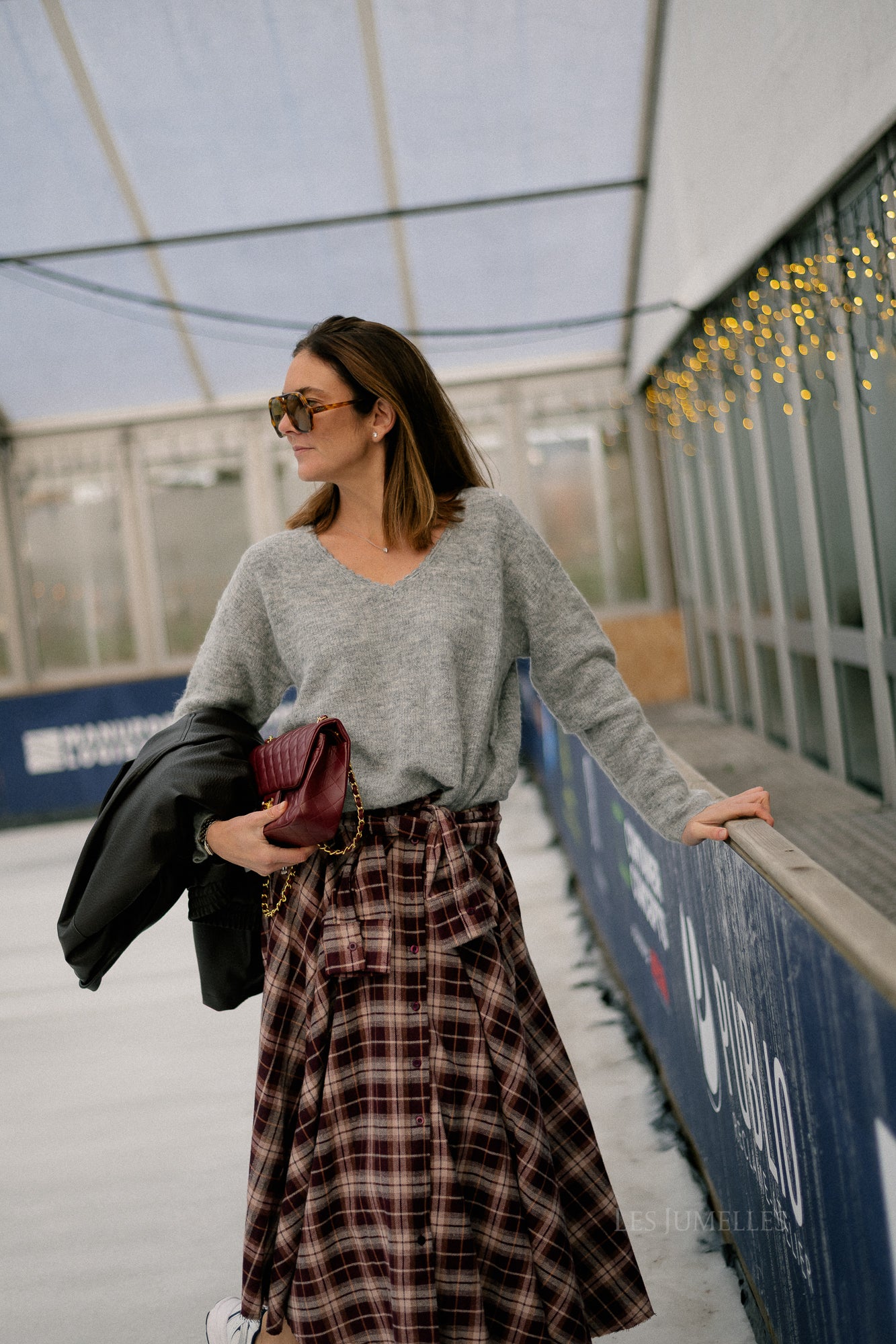 Martha checkered skirt burgundy