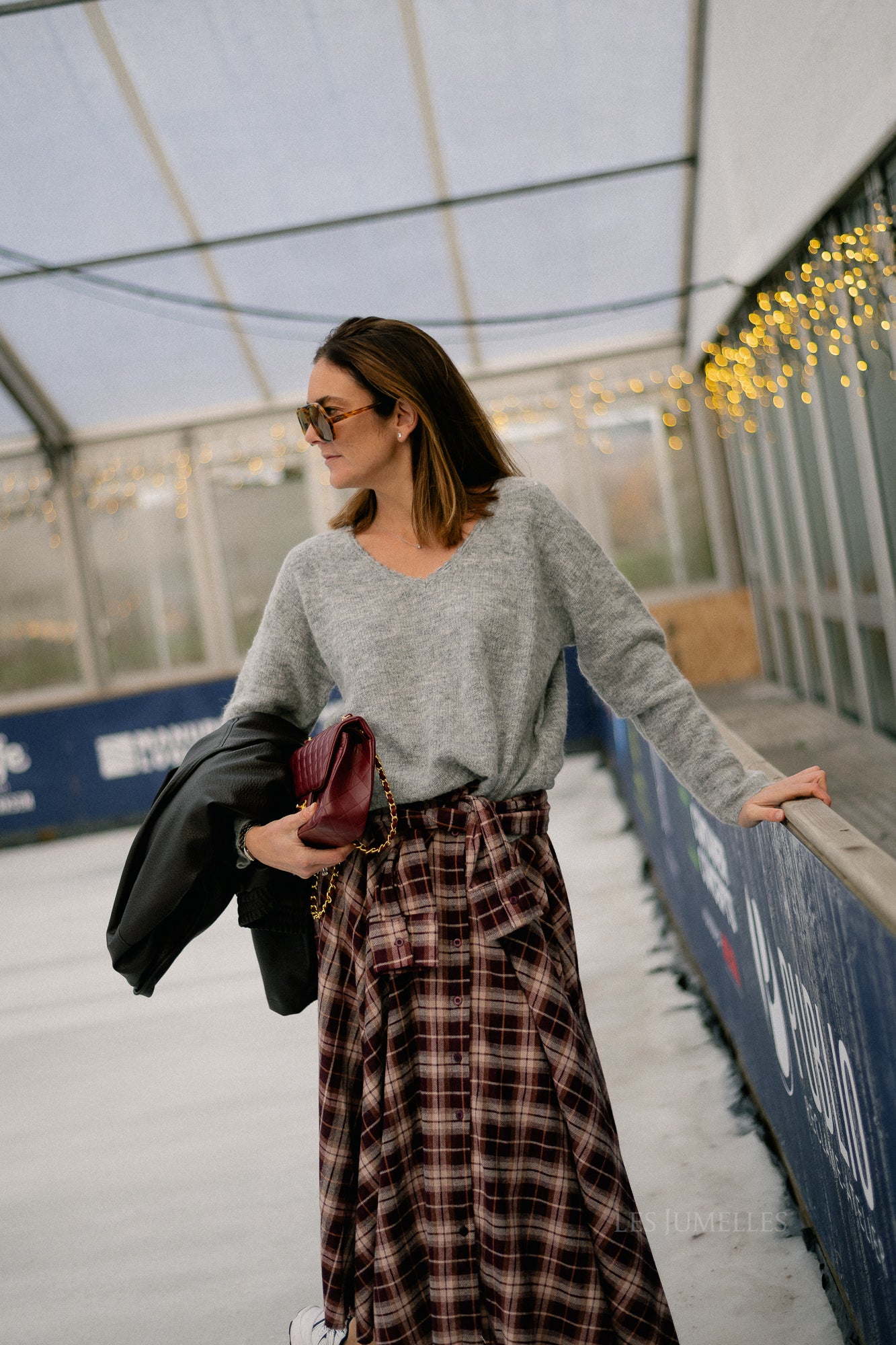 Martha checkered skirt burgundy