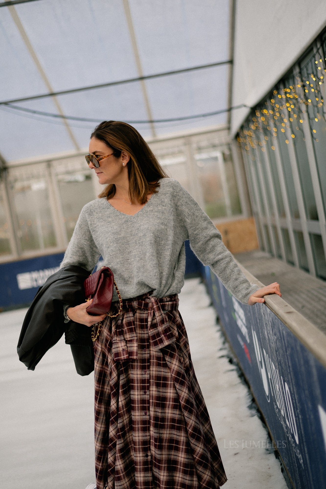 Martha checkered skirt burgundy