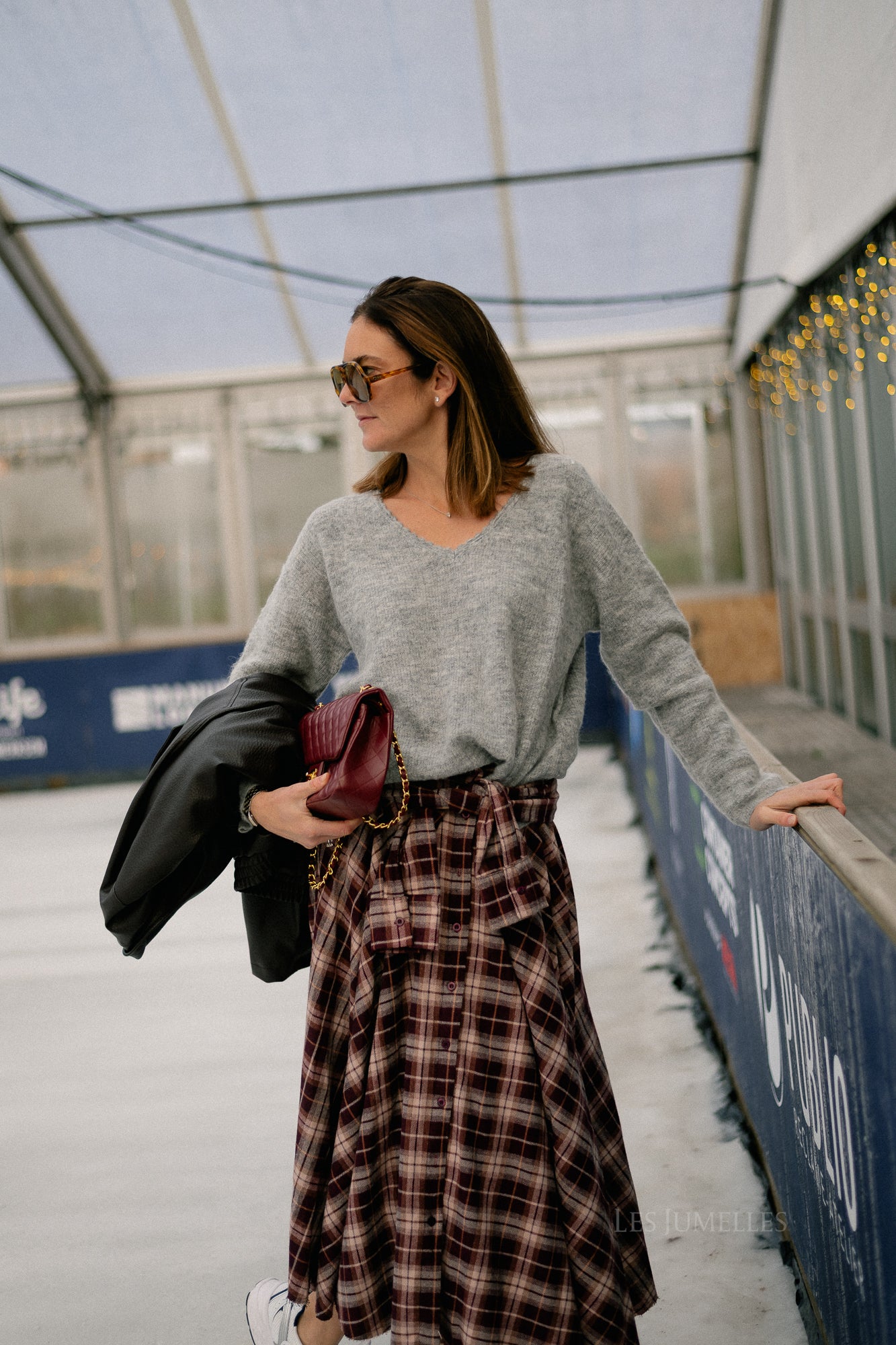 Martha checkered skirt burgundy