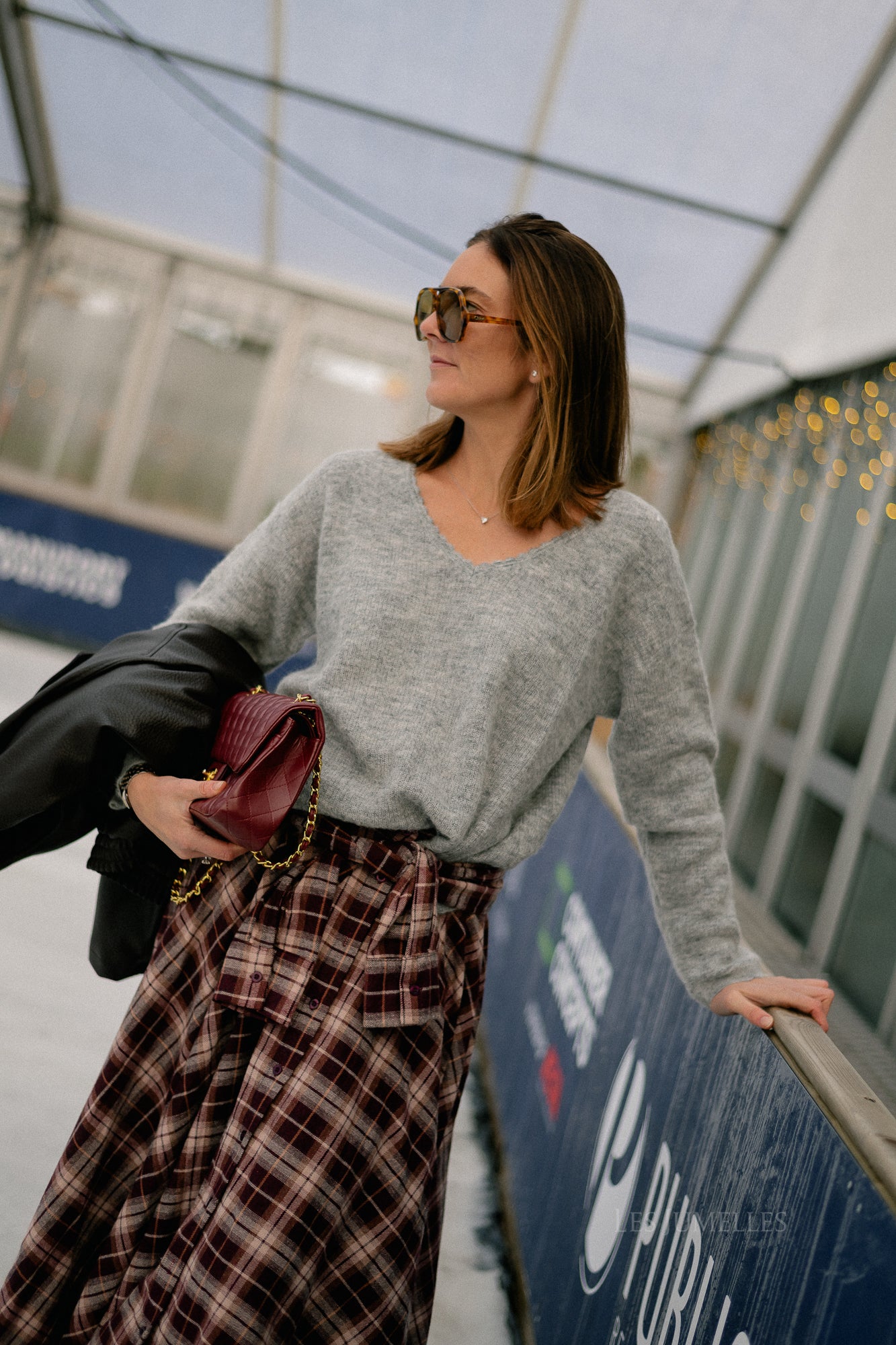 Martha checkered skirt burgundy