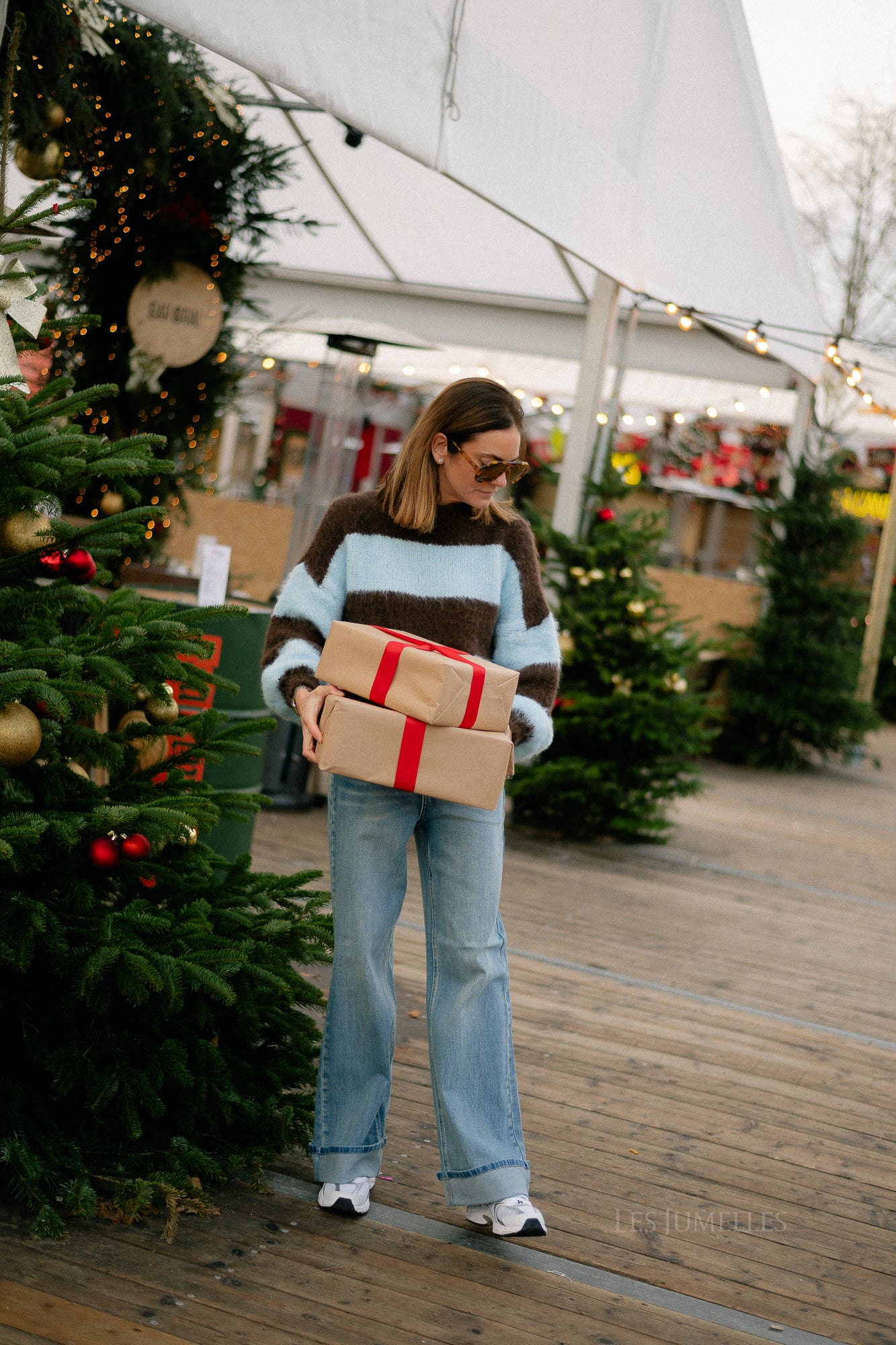 Ruby gestreepte trui hot chocolate/lichtblauw
