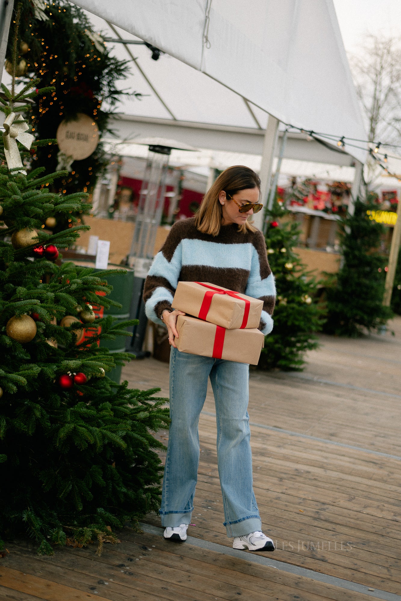 Ruby gestreepte trui hot chocolate/lichtblauw