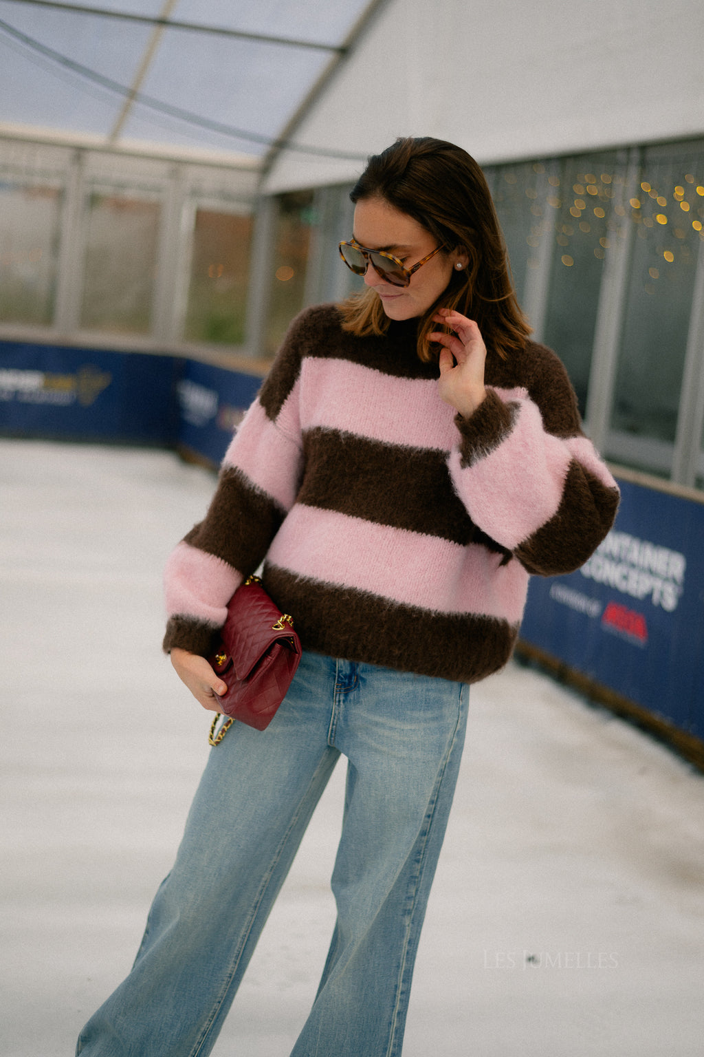 Ruby striped jumper hot chocolate/baby pink