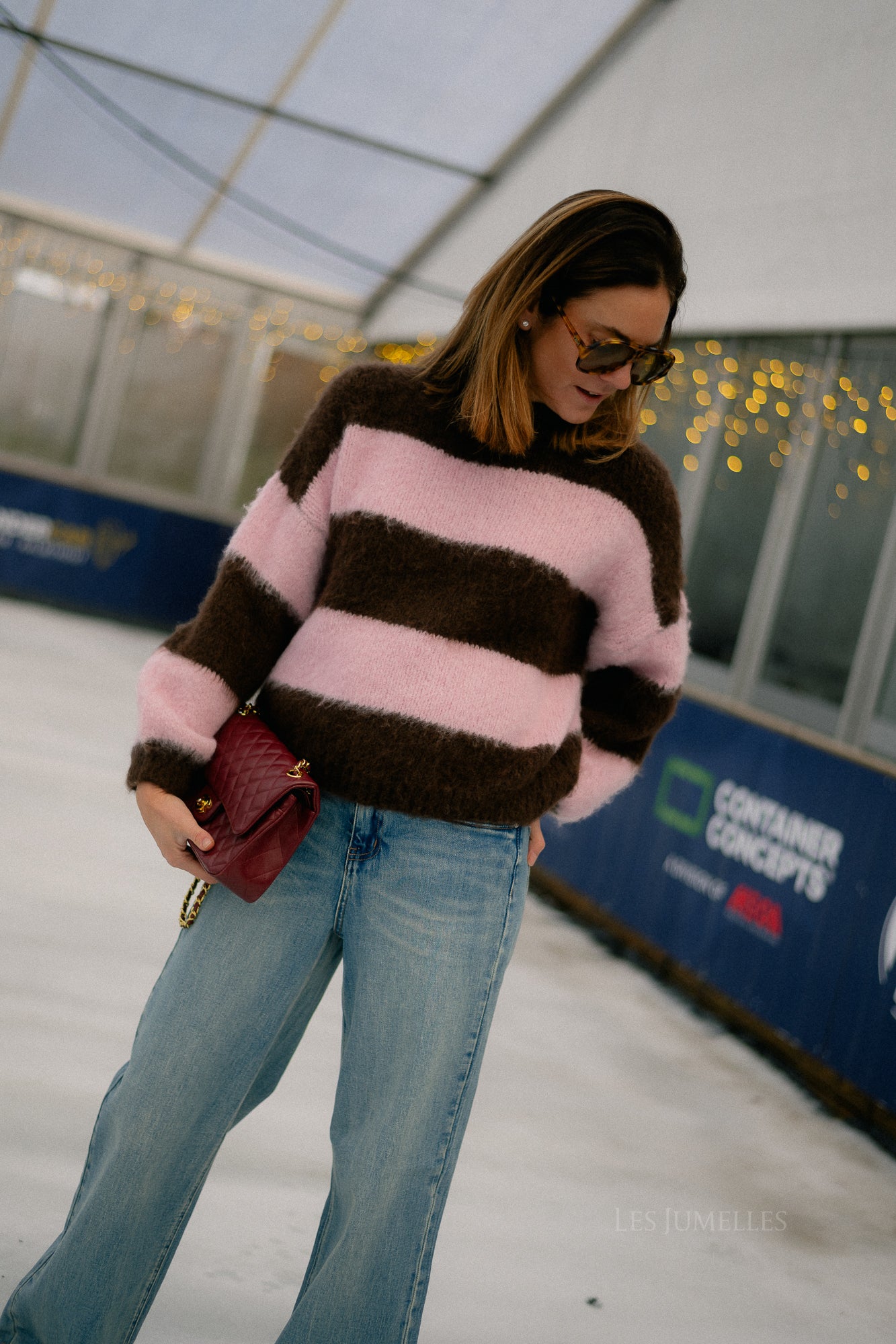 Ruby striped jumper hot chocolate/baby pink