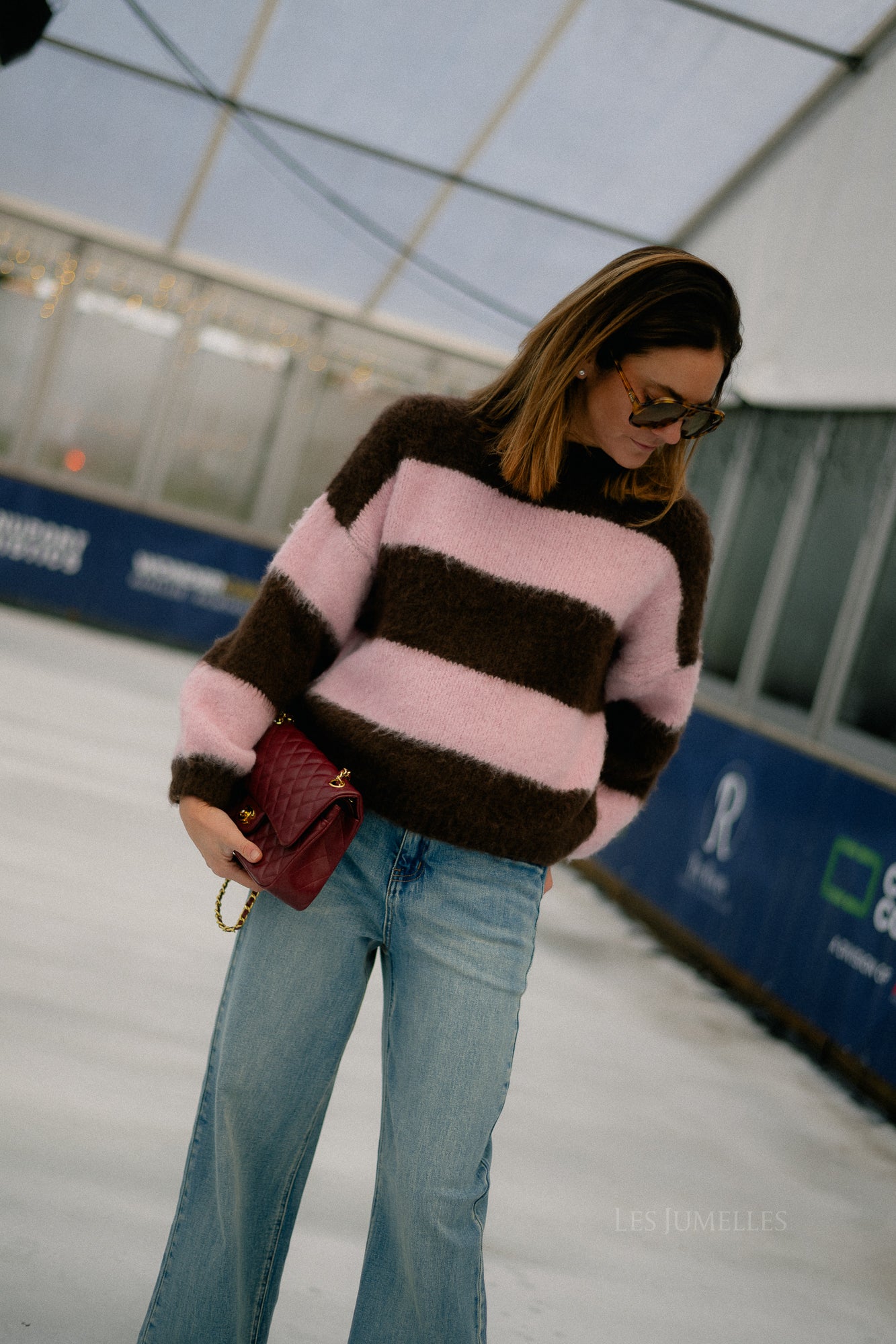 Ruby striped jumper hot chocolate/baby pink