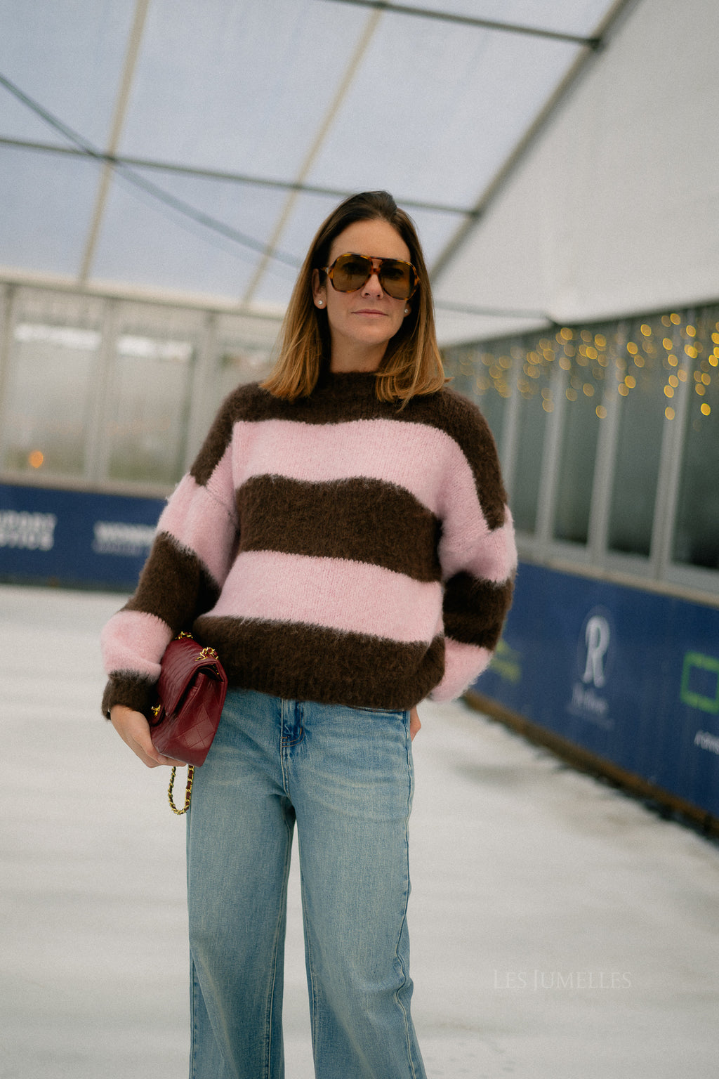Ruby striped jumper hot chocolate/baby pink