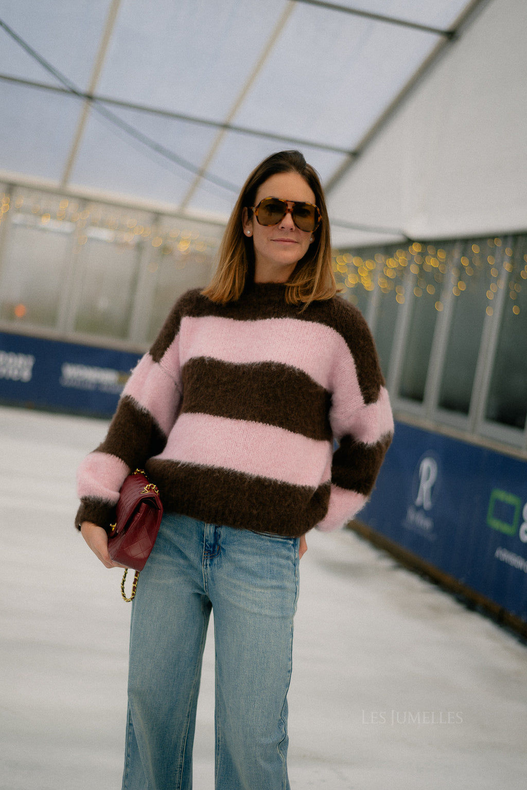 Ruby striped jumper hot chocolate/baby pink
