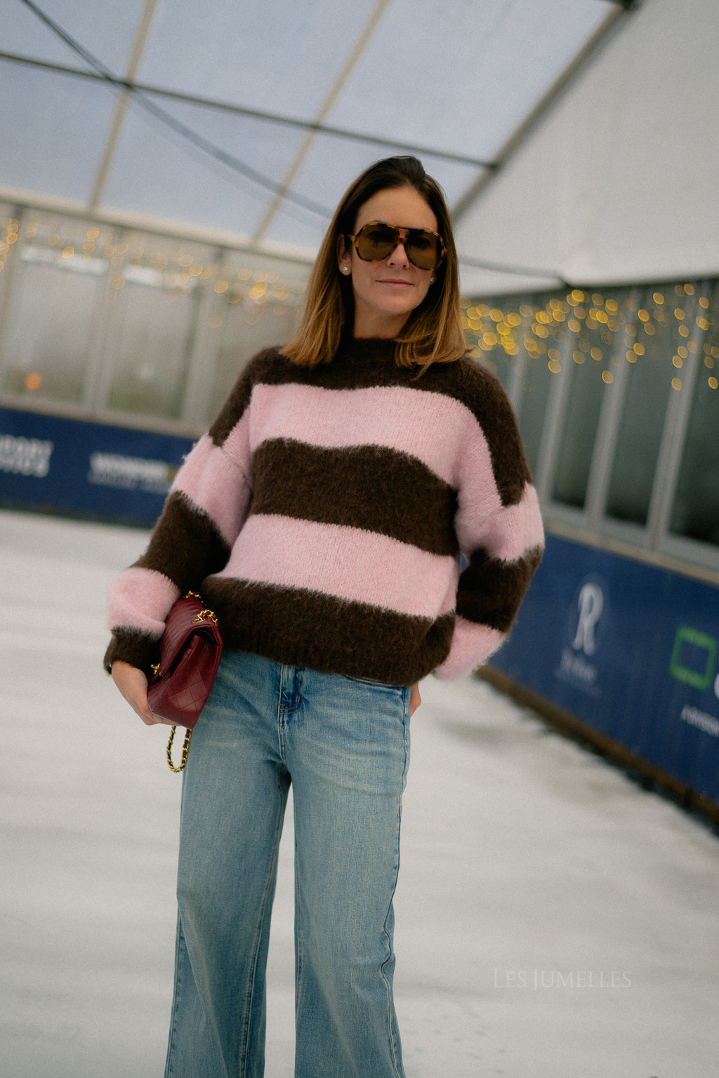 Ruby striped jumper hot chocolate/baby pink