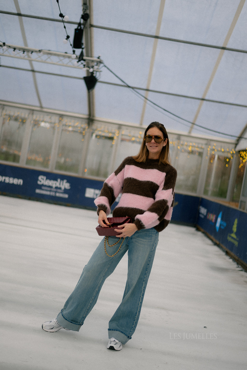 Ruby striped jumper hot chocolate/baby pink