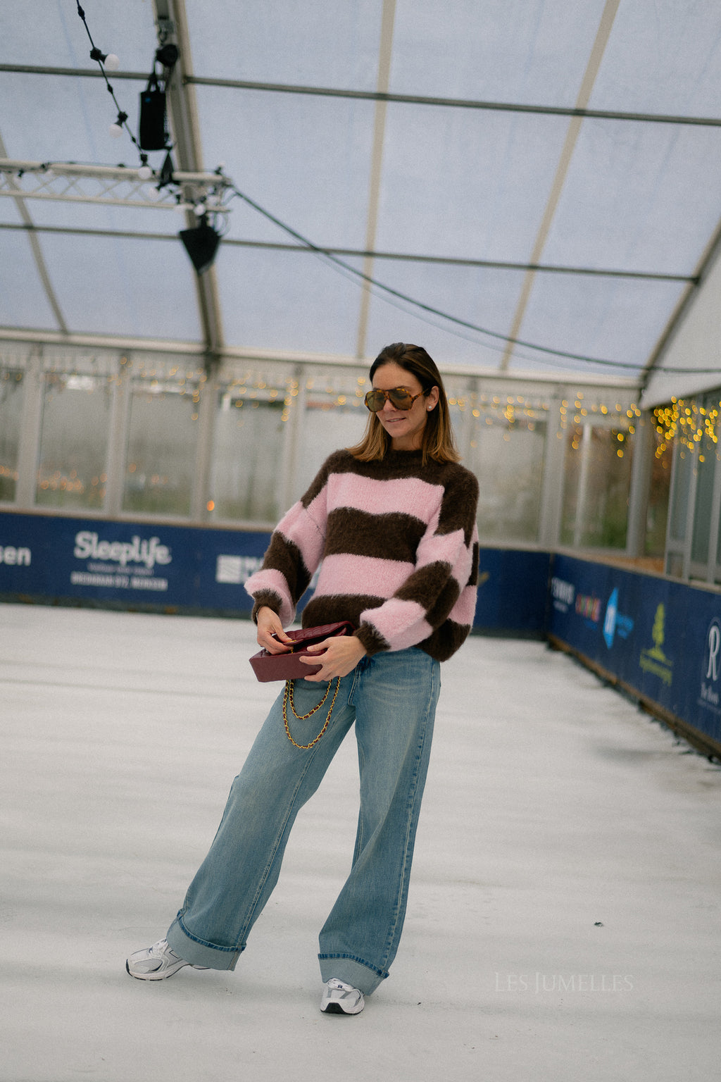 Ruby striped jumper hot chocolate/baby pink