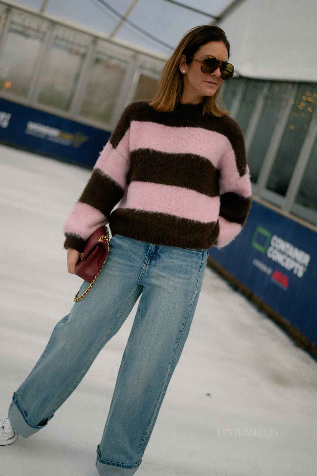 Ruby striped jumper hot chocolate/baby pink