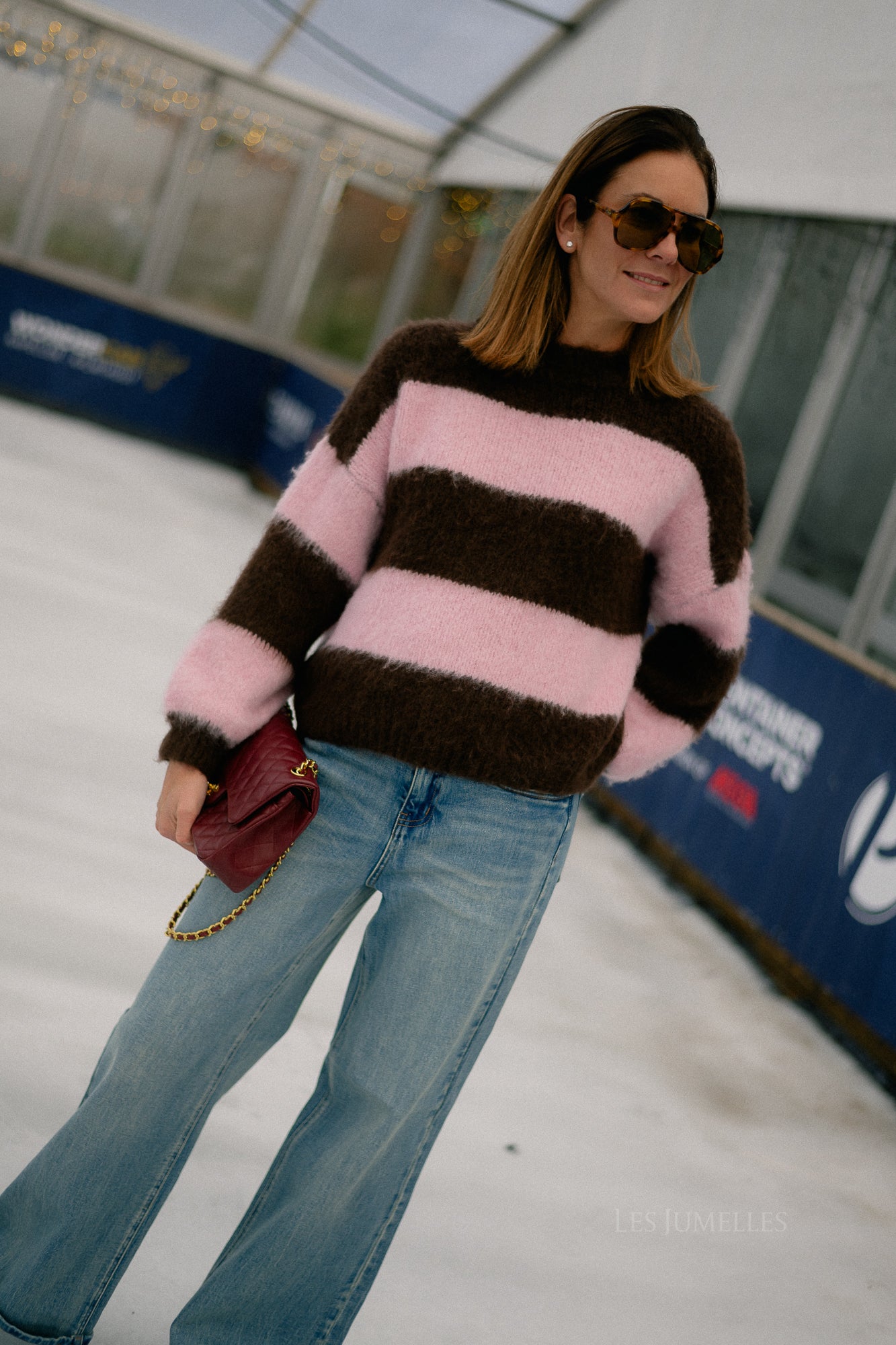 Ruby striped jumper hot chocolate/baby pink
