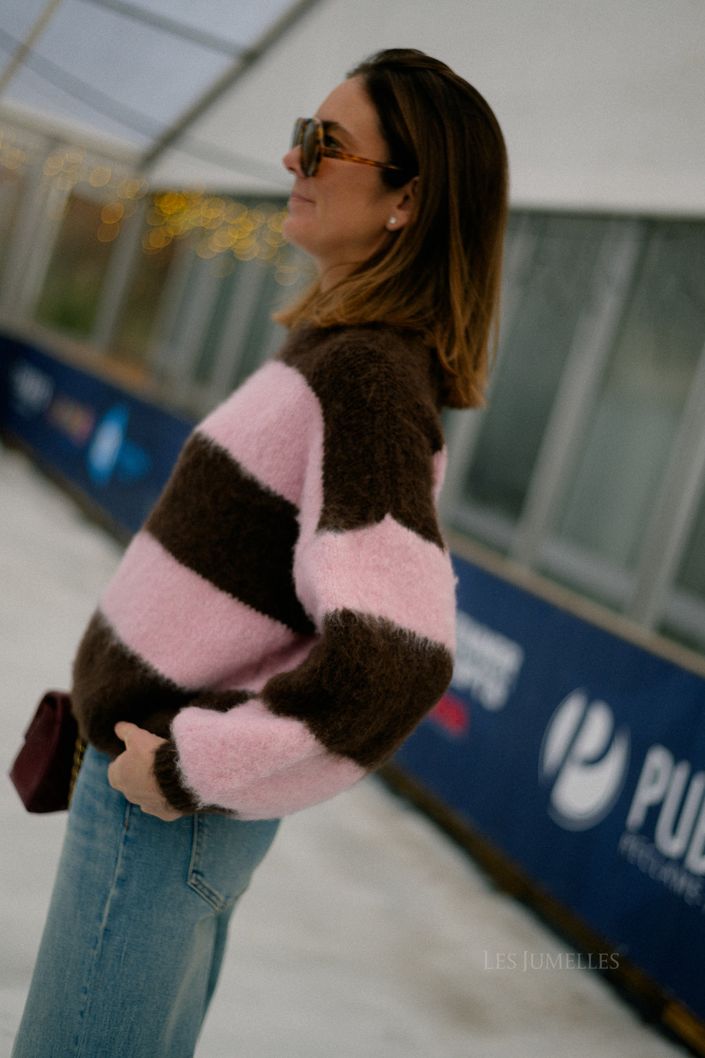 Ruby striped jumper hot chocolate/baby pink