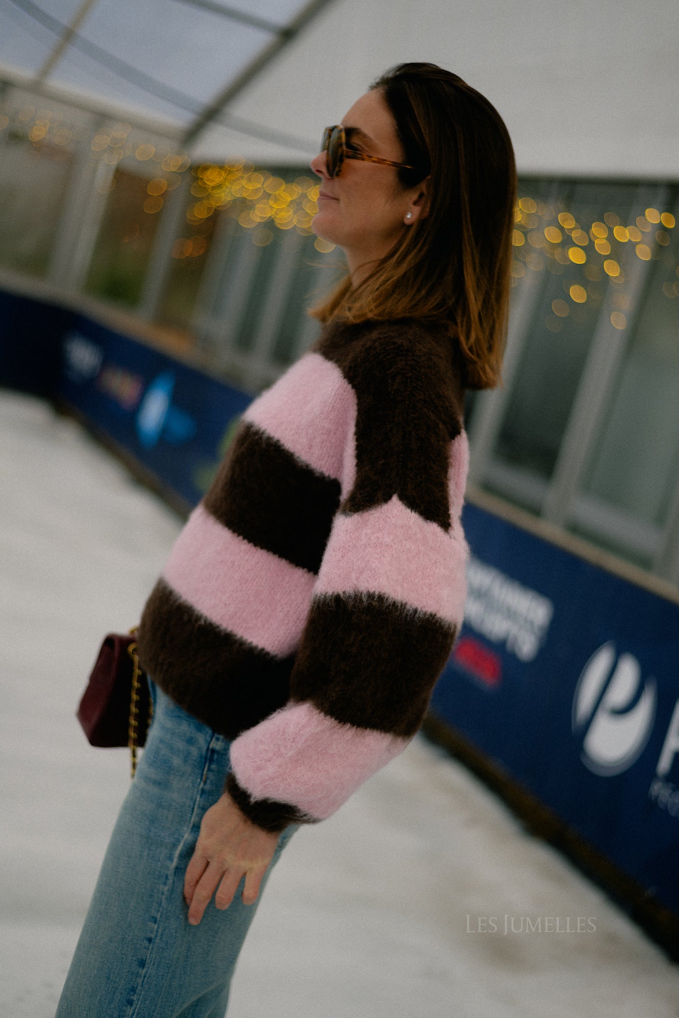 Ruby striped jumper hot chocolate/baby pink