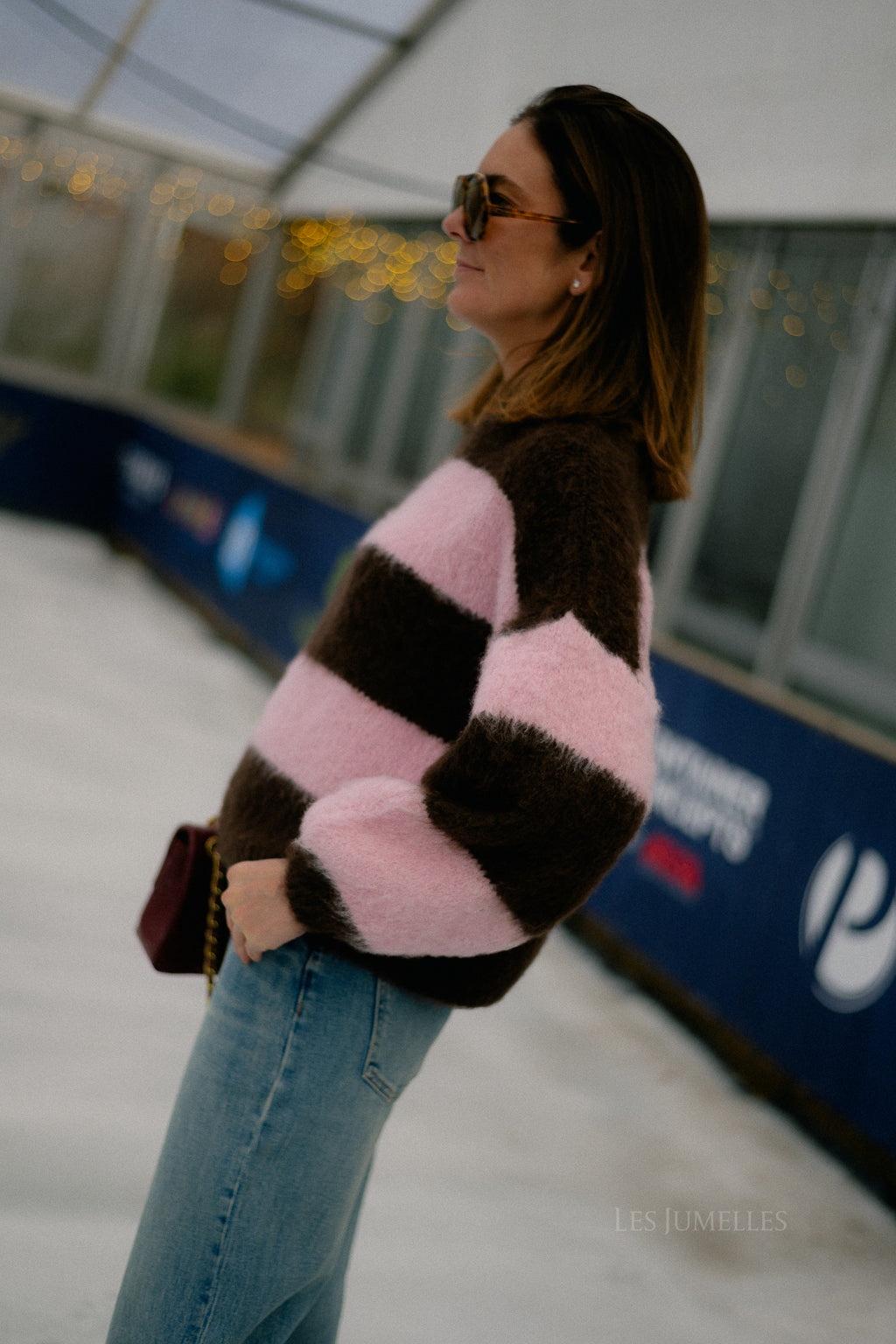 Ruby striped jumper hot chocolate/baby pink