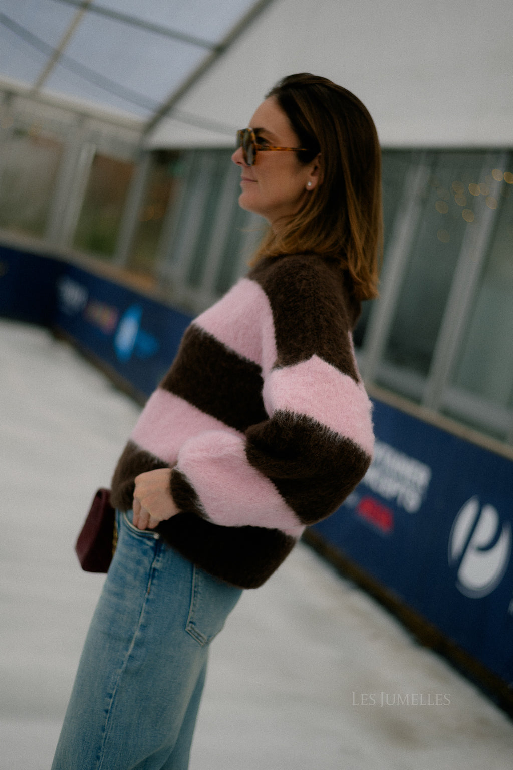 Ruby striped jumper hot chocolate/baby pink