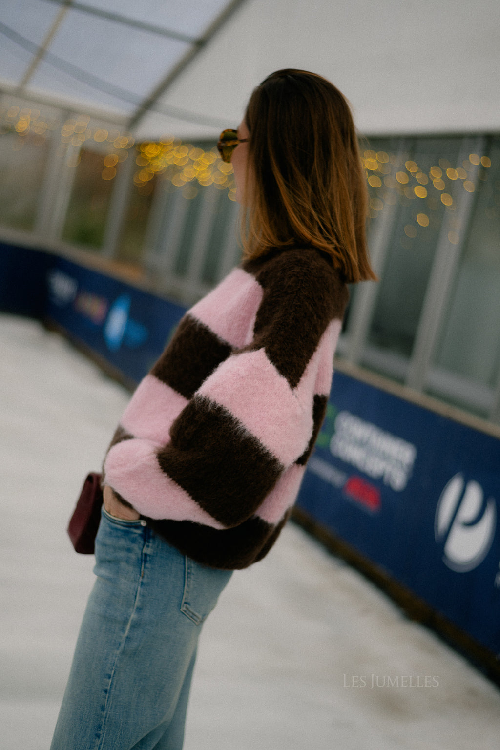 Ruby striped jumper hot chocolate/baby pink