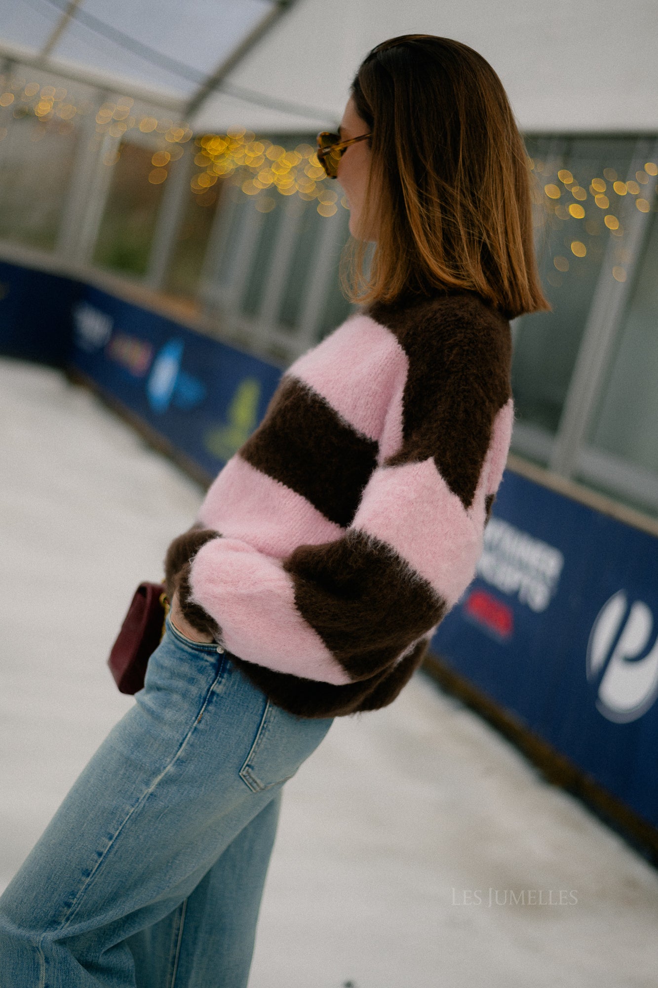 Ruby striped jumper hot chocolate/baby pink