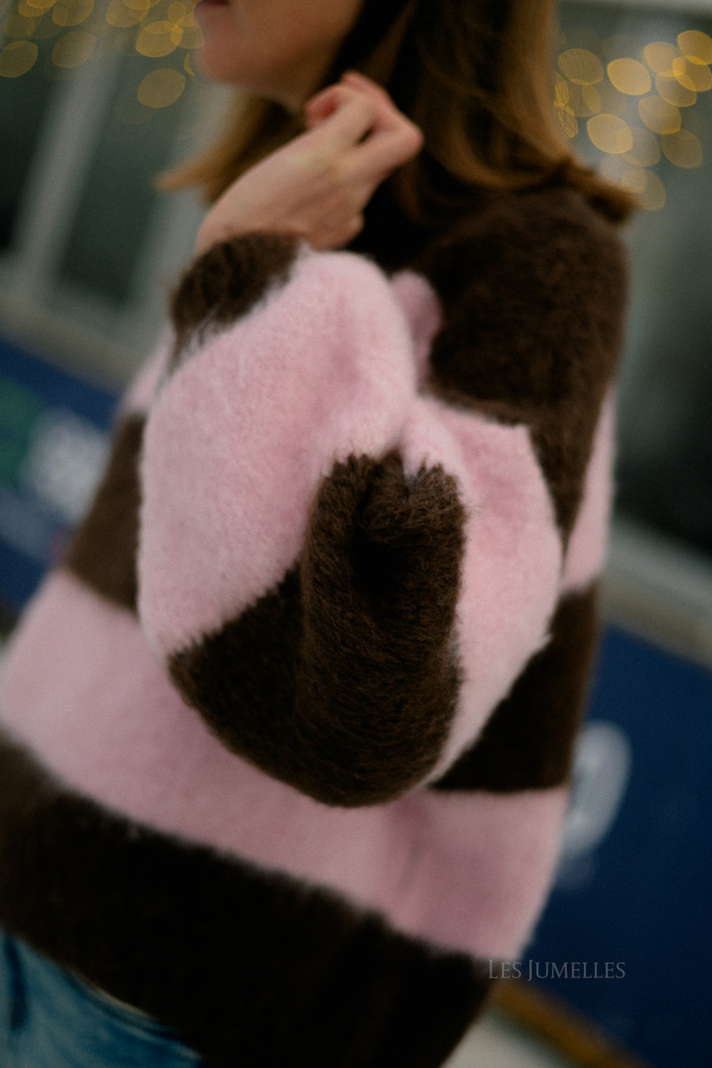 Ruby striped jumper hot chocolate/baby pink