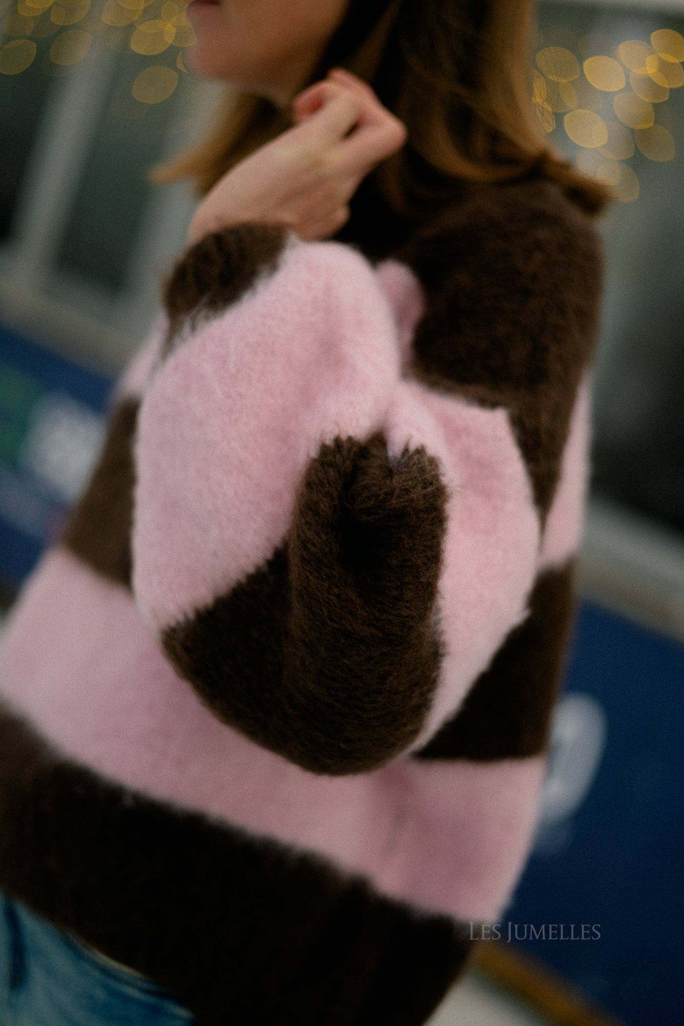 Ruby striped jumper hot chocolate/baby pink