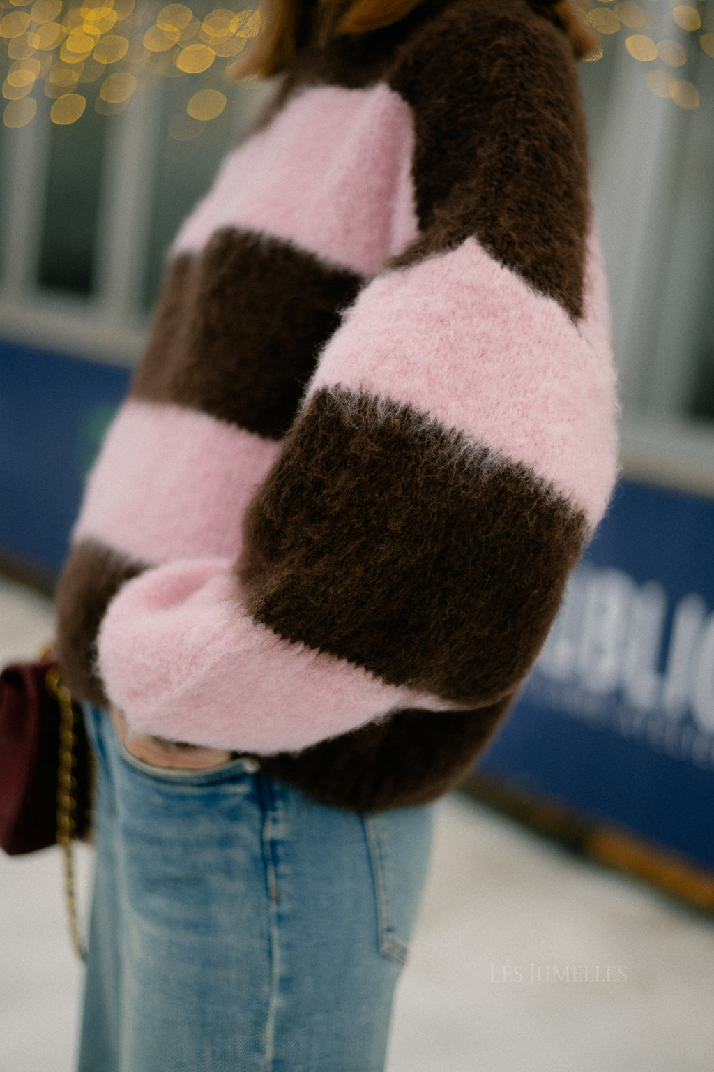 Ruby striped jumper hot chocolate/baby pink