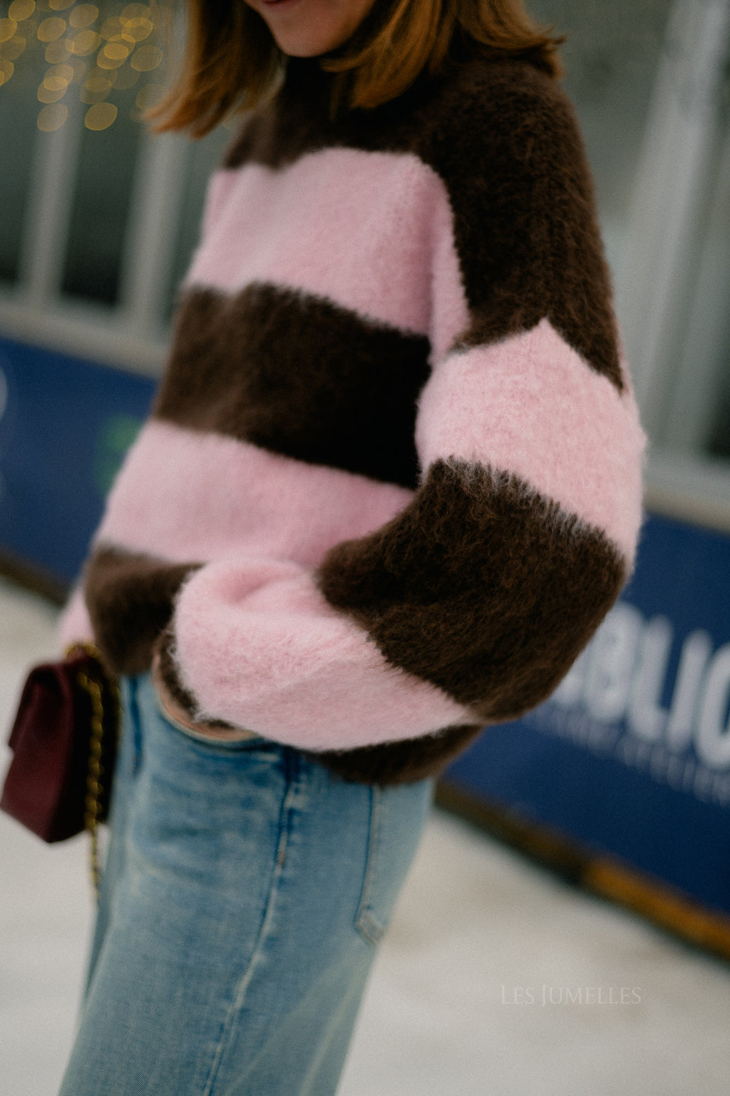 Ruby striped jumper hot chocolate/baby pink