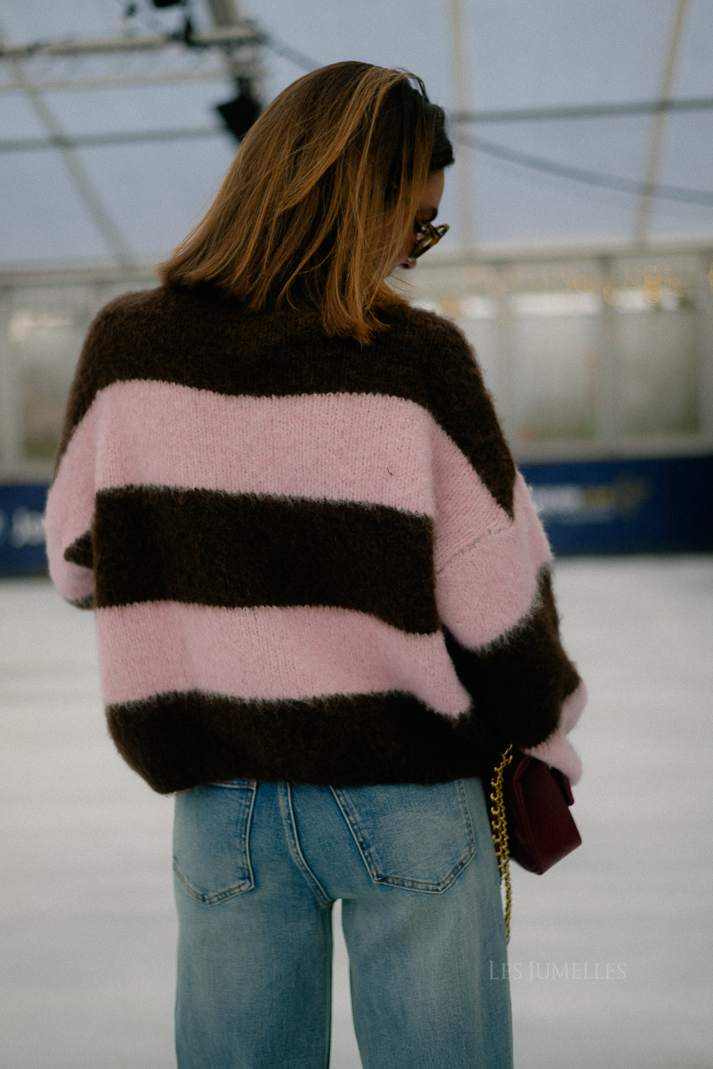 Ruby striped jumper hot chocolate/baby pink