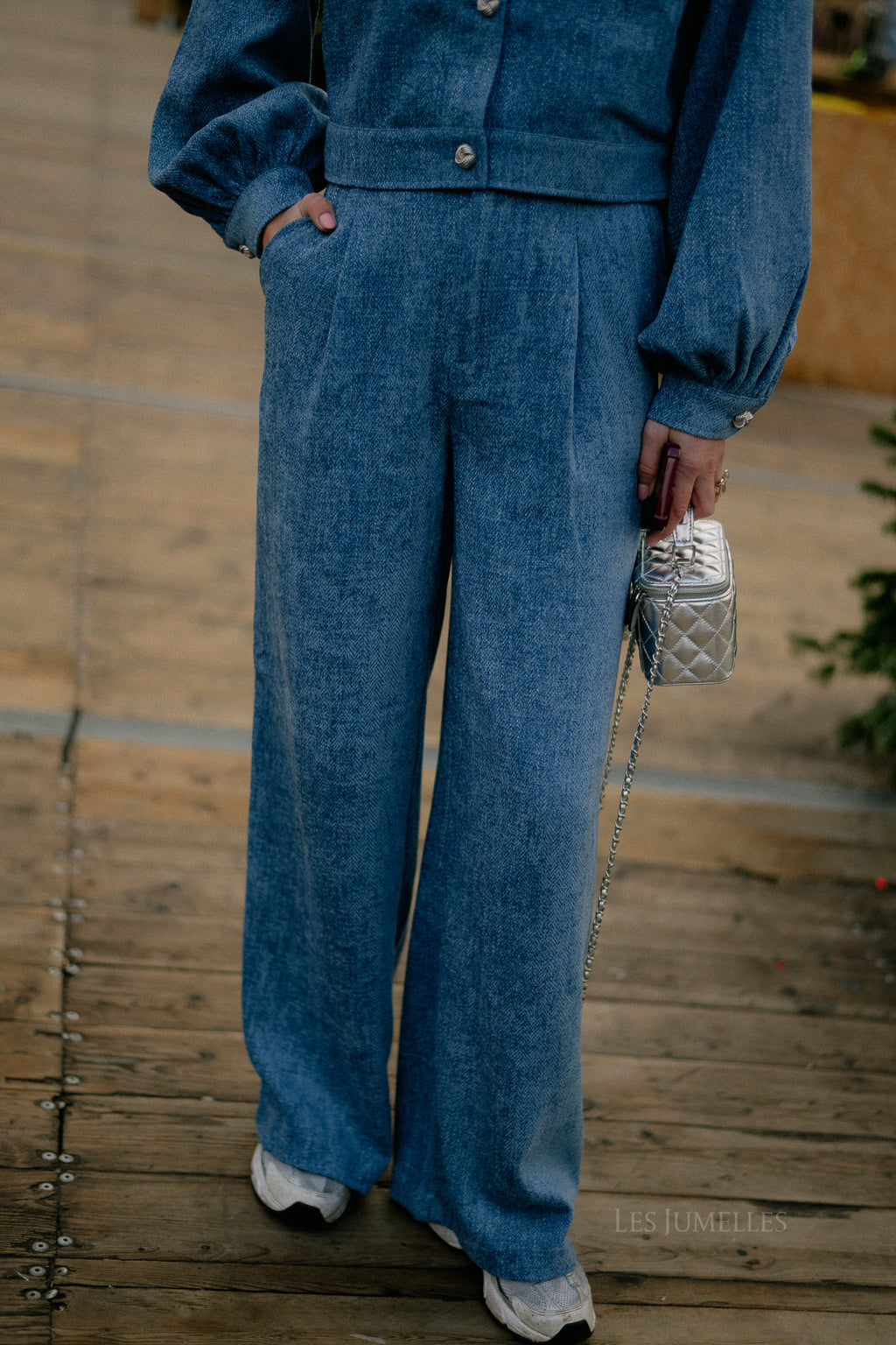 Pantalon large GZVally HW en denim bleu