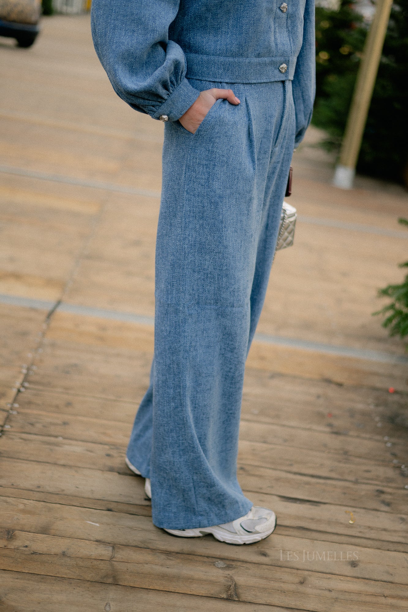 Pantalon large GZVally HW en denim bleu