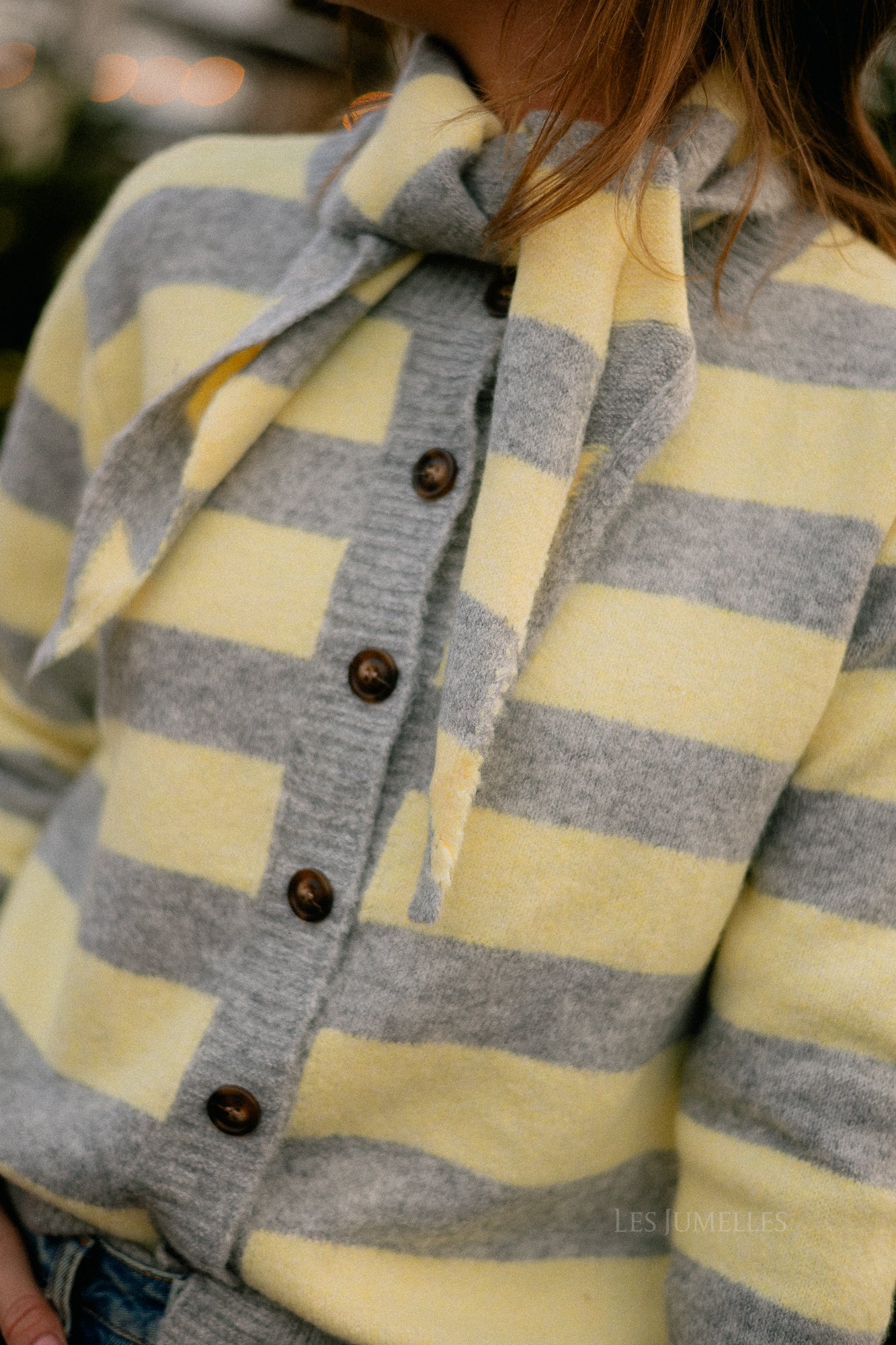 Birdie striped cardigan grey/butter yellow