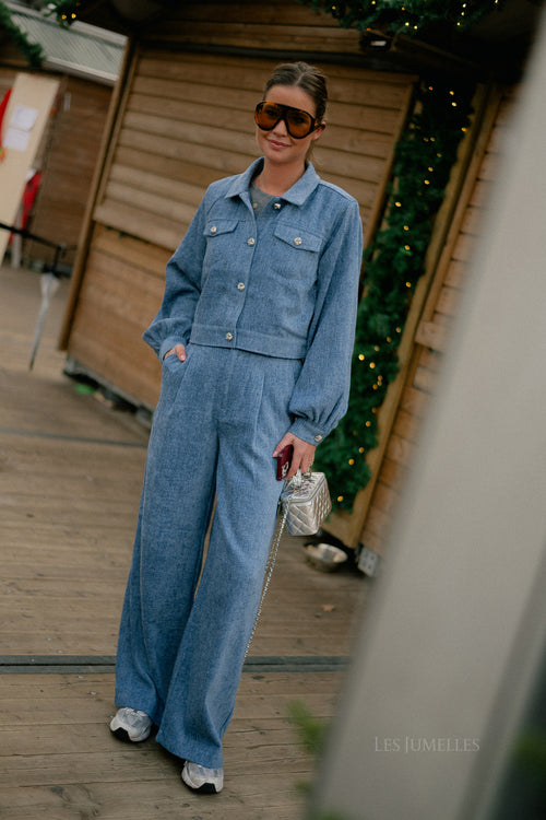 GZVally HW Wide Pants Denim Blue