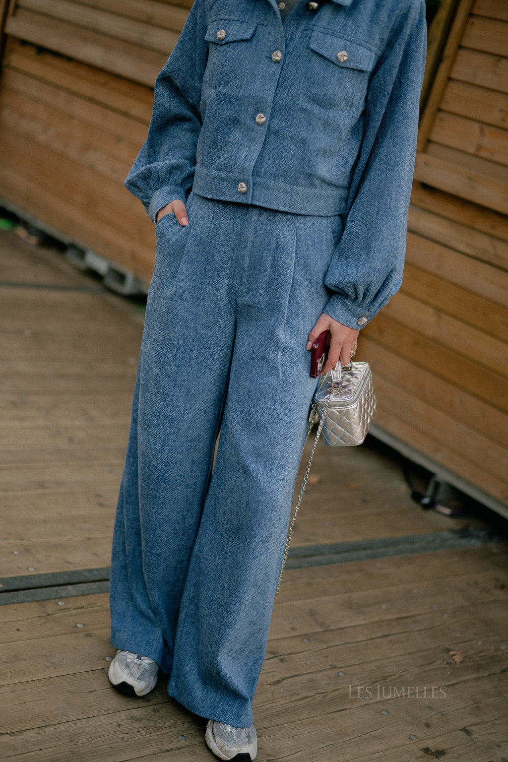 Pantalon large GZVally HW en denim bleu