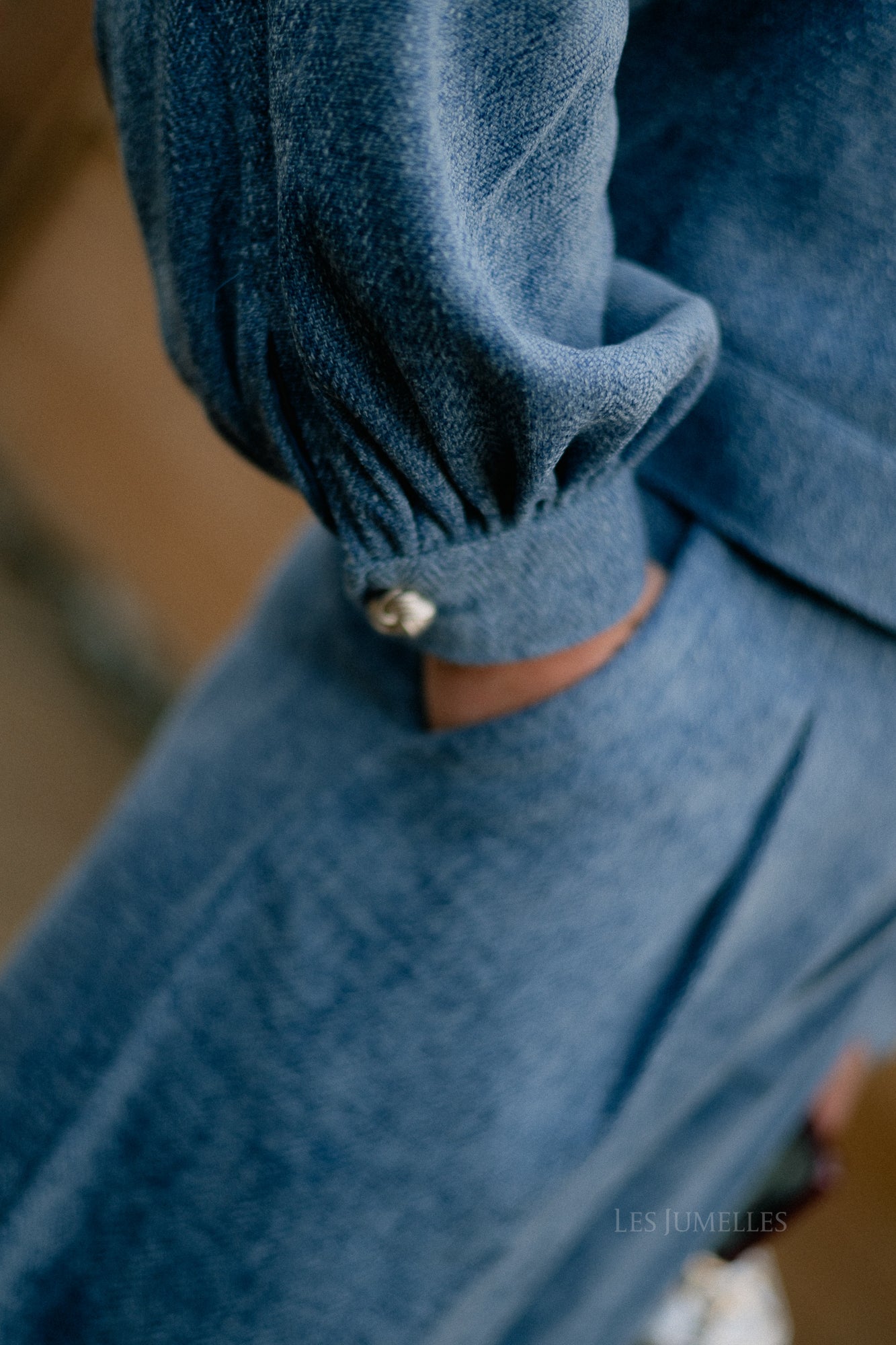 Pantalon large GZVally HW en denim bleu