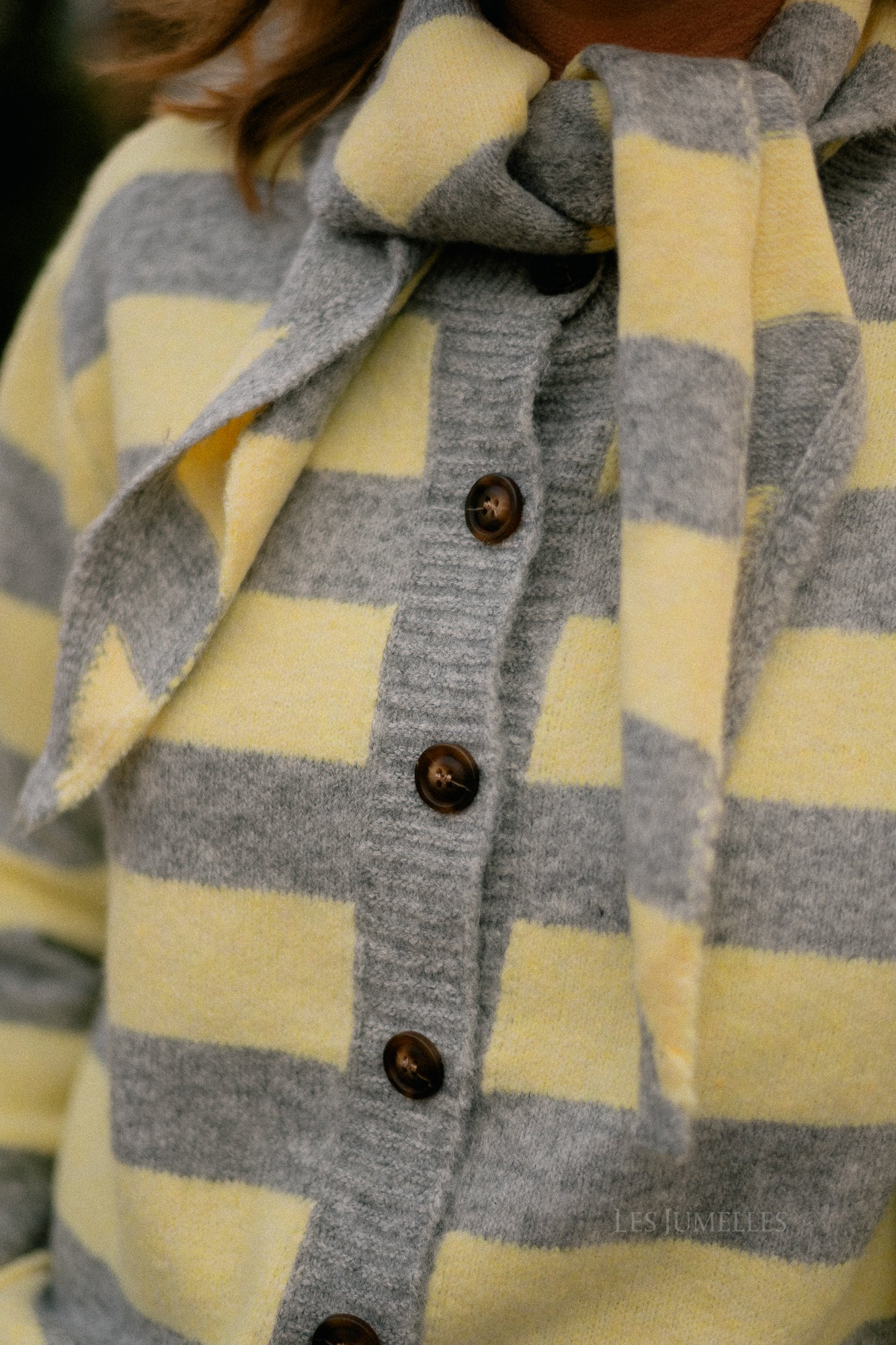 Birdie striped cardigan grey/butter yellow