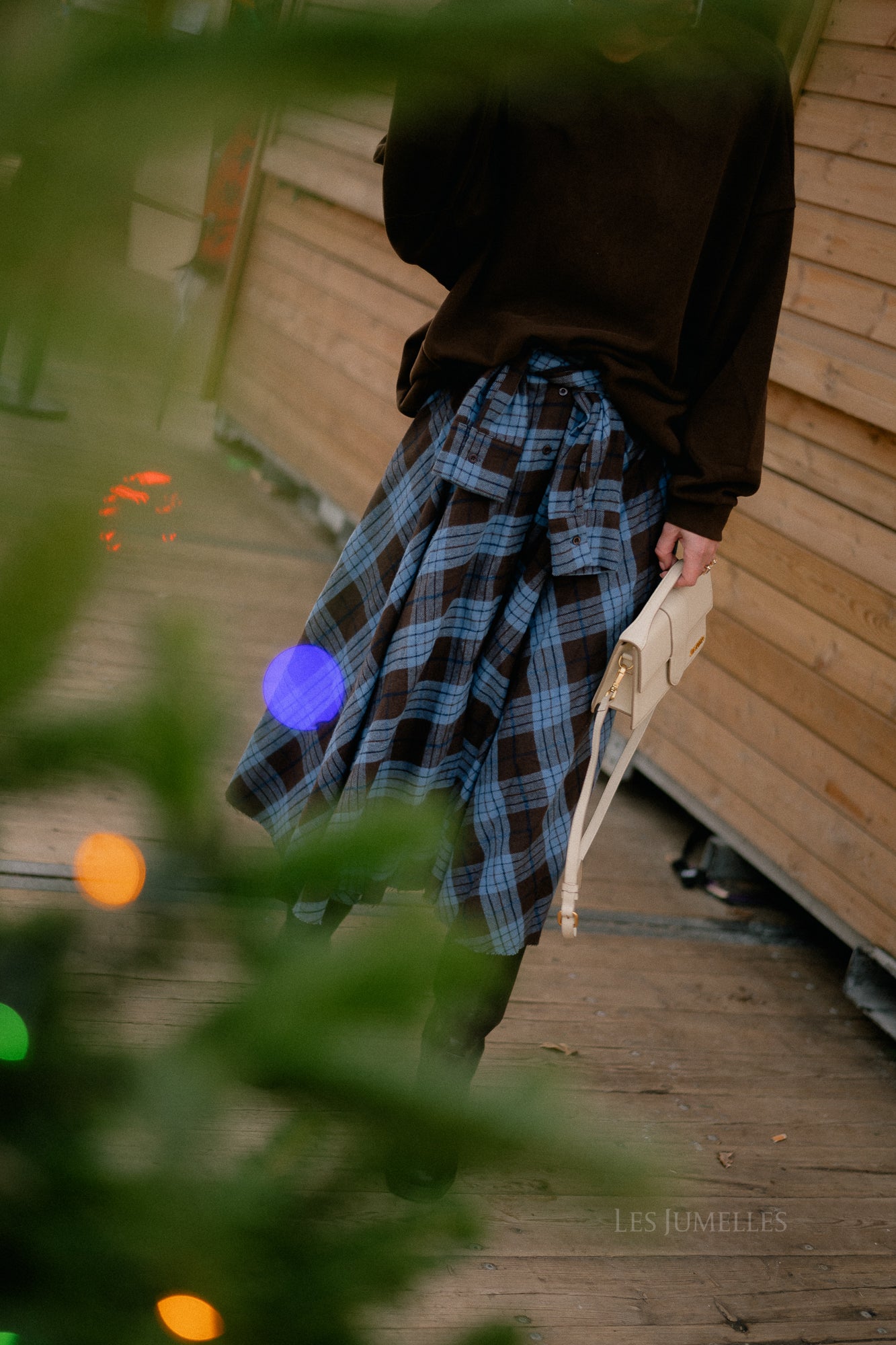 Martha checkered skirt hot chocolate/baby blue
