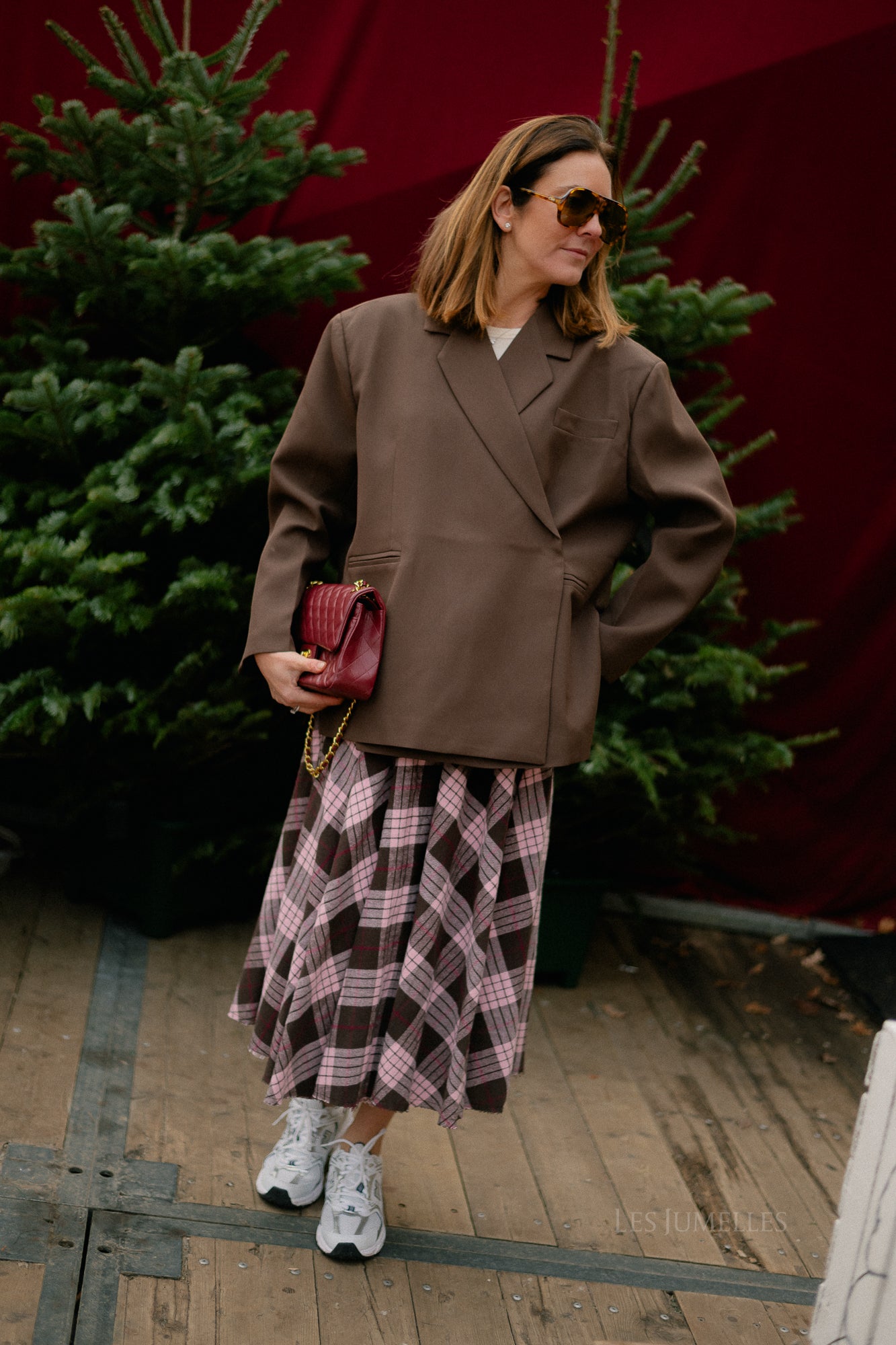 Martha checkered skirt hot chocolate/baby pink