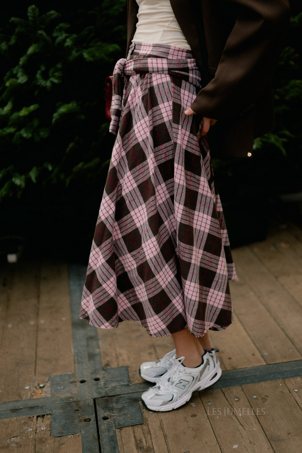 Martha checkered skirt hot chocolate/baby pink