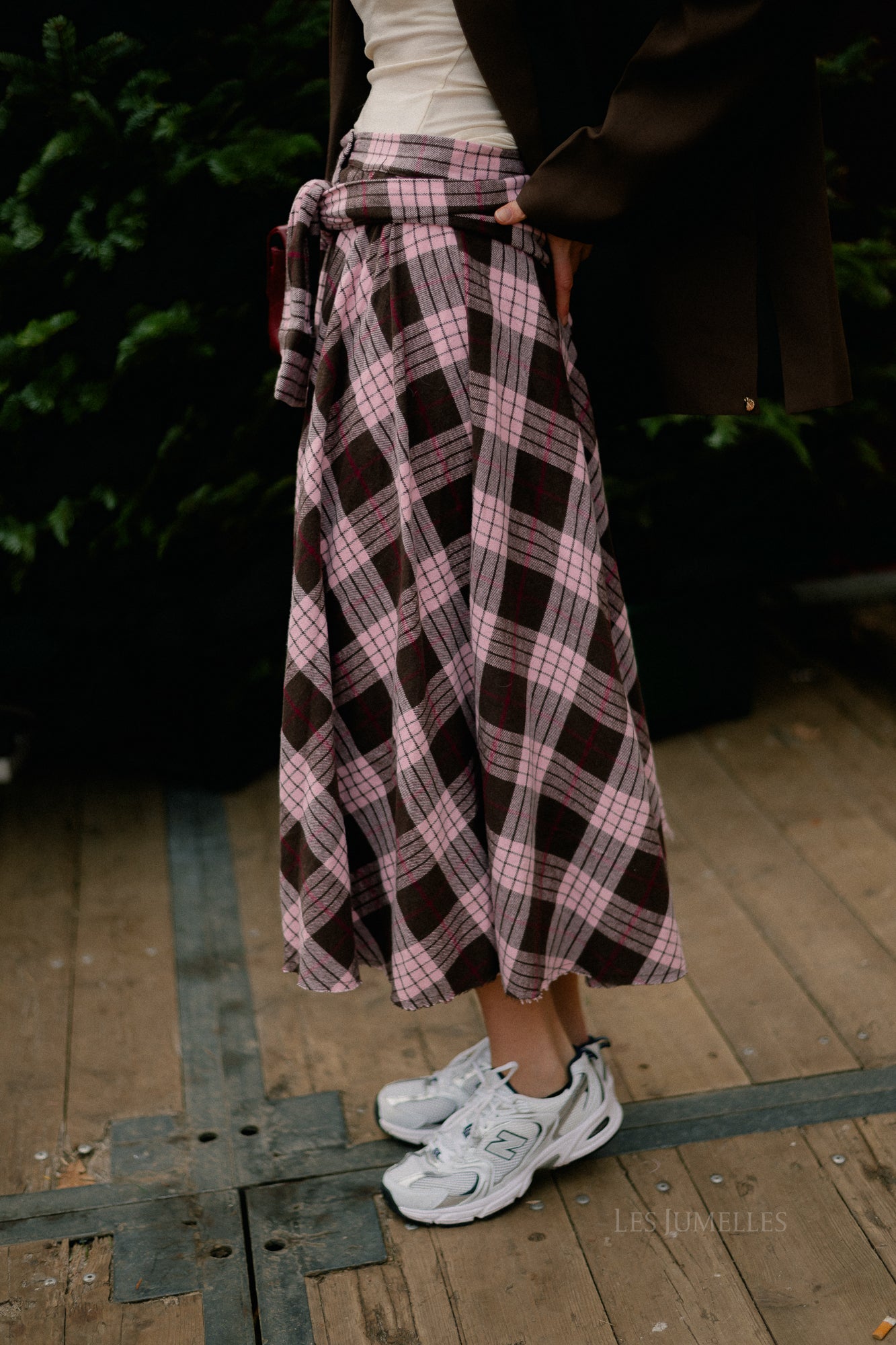 Martha checkered skirt hot chocolate/baby pink