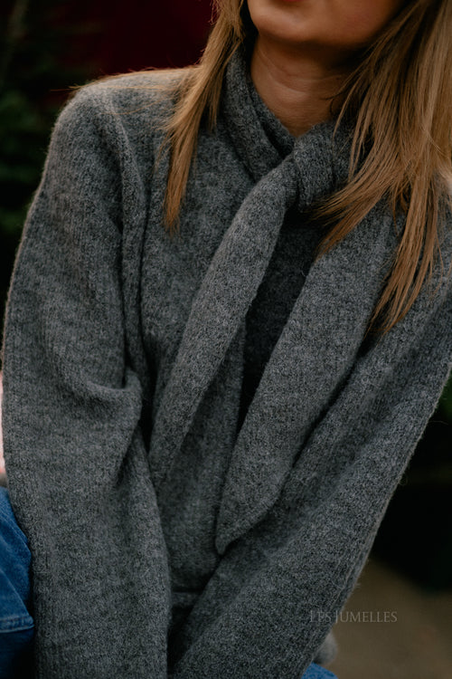 SLFLulu LS nœud papillon maille gris chiné moyen