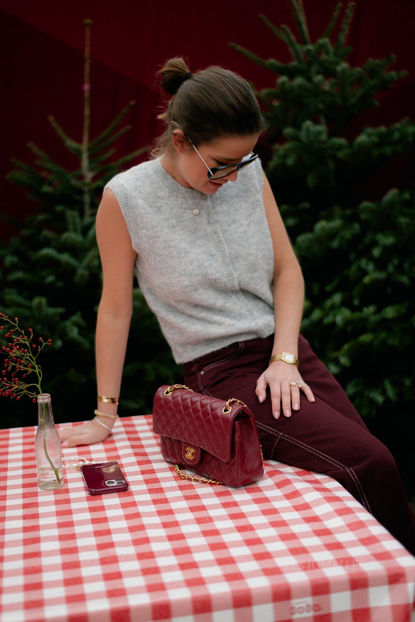 SLFLulu SL button O-neck vest light grey melange