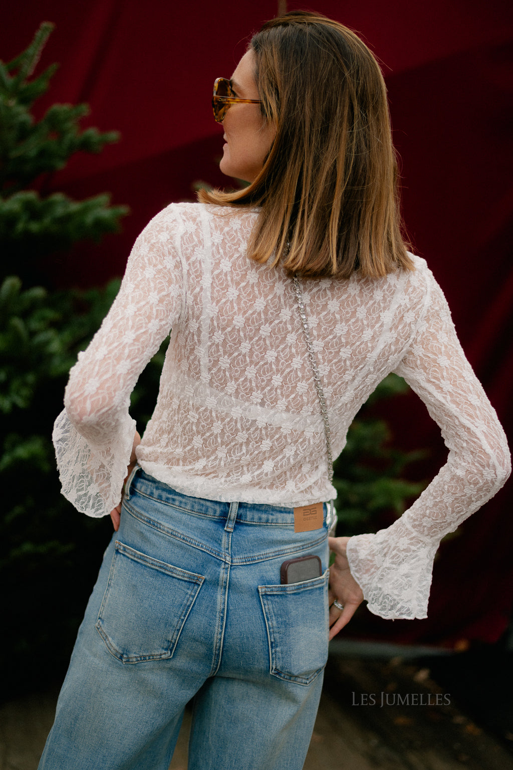 Kaya LS lace top off white