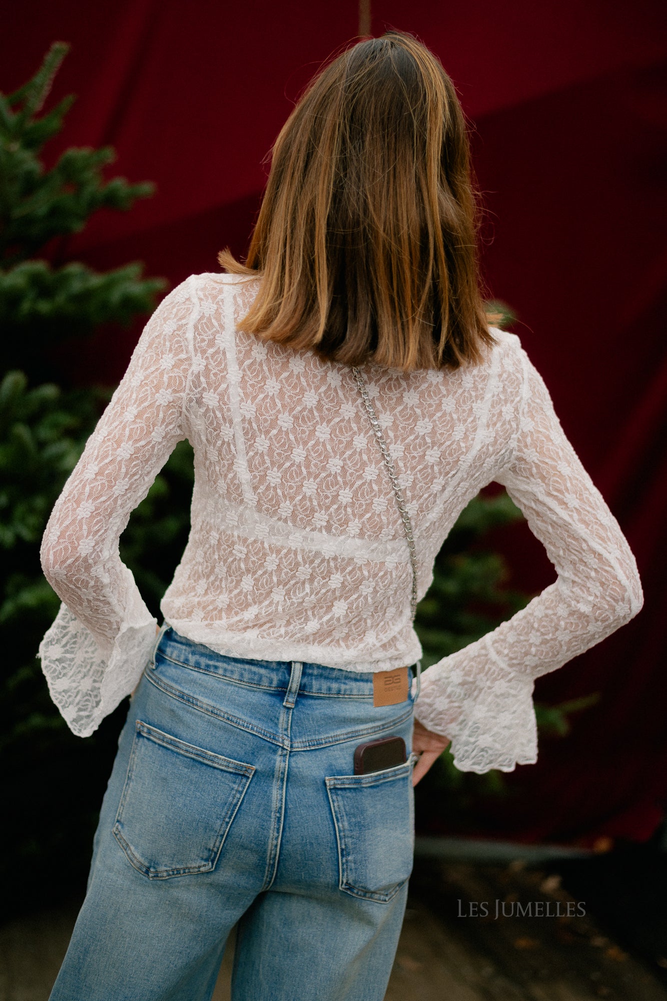 Kaya LS lace top off white