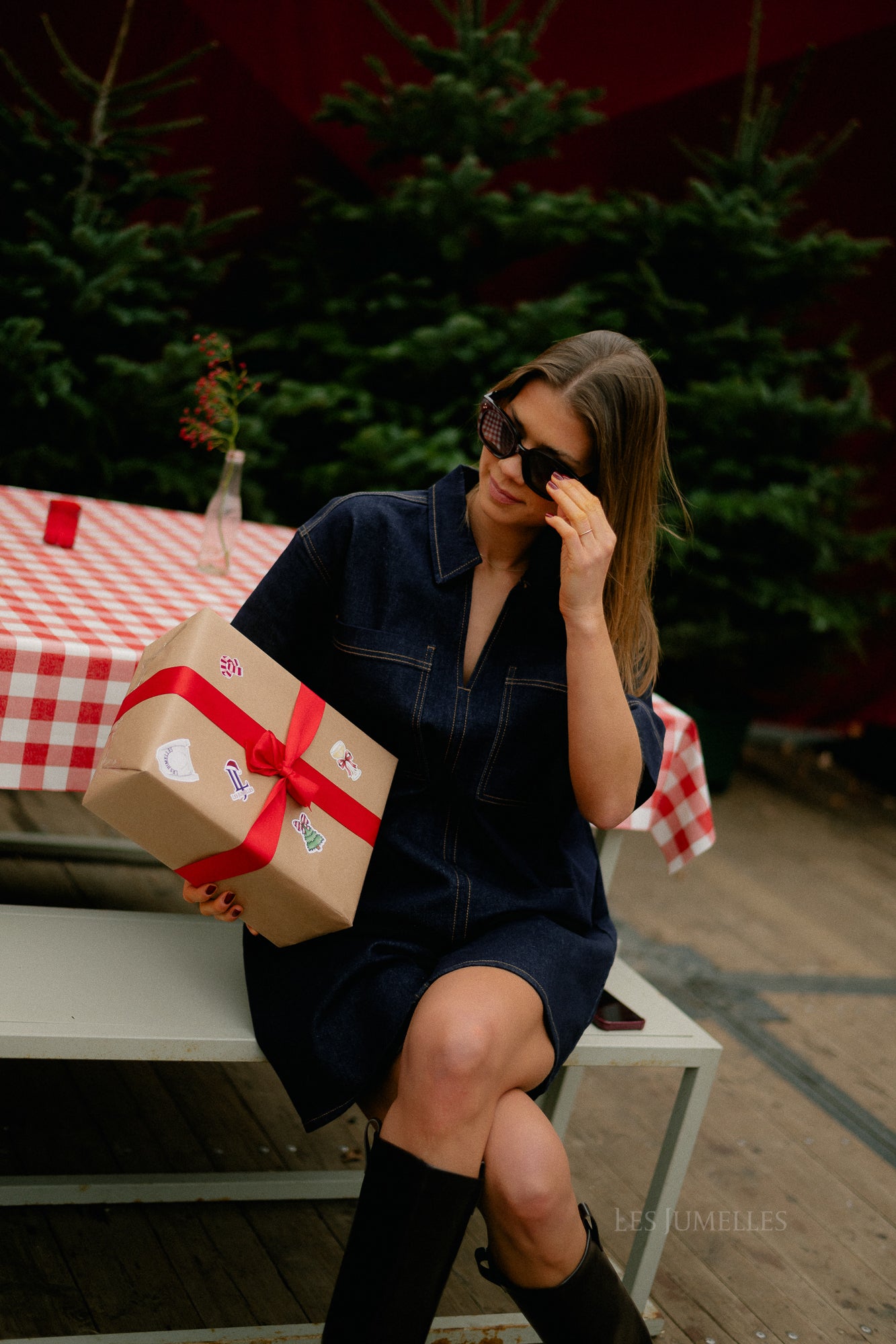 VILeva SS A-line short denim dress dark blue denim