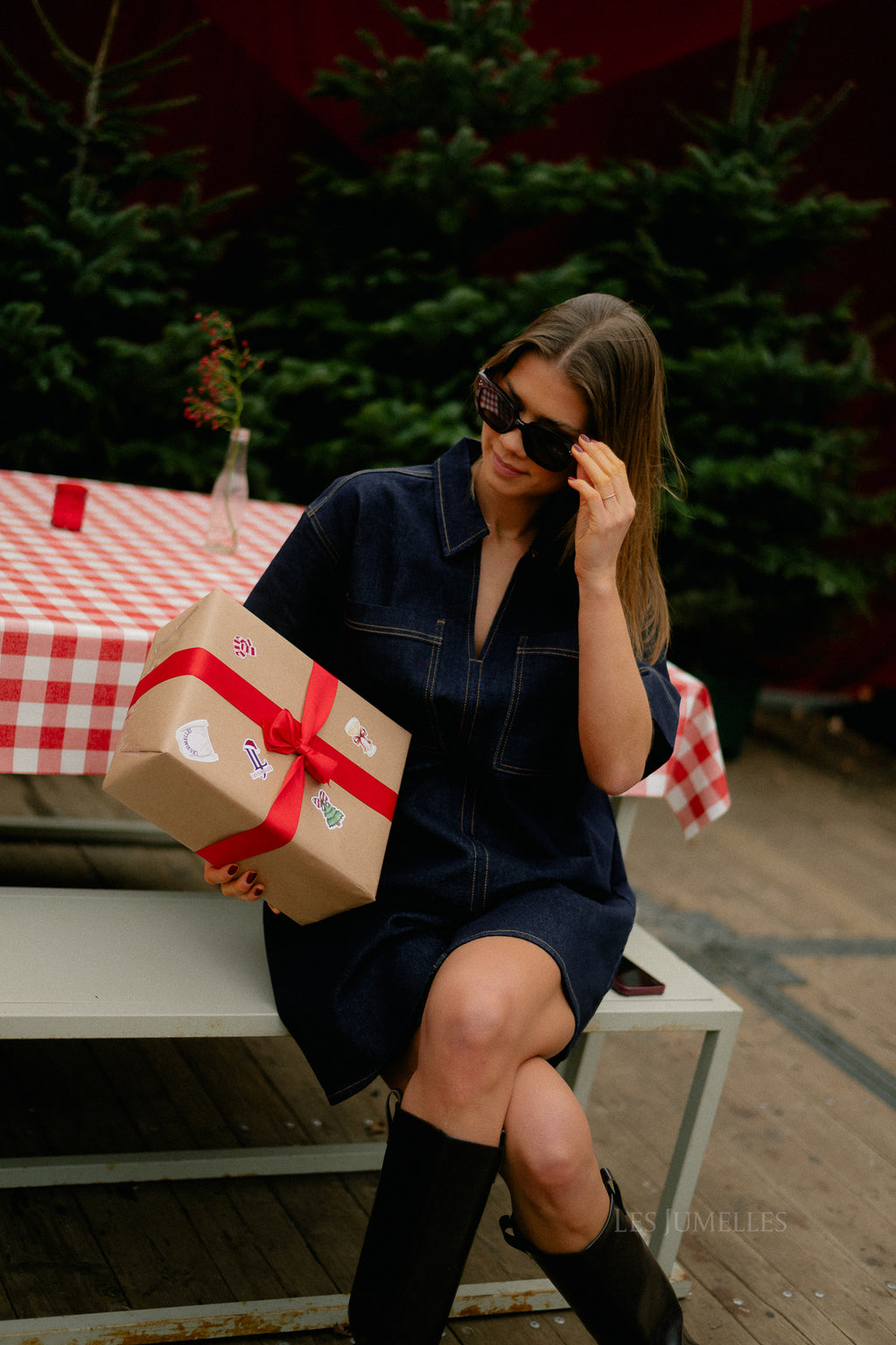 VILeva SS A-line short denim dress dark blue denim