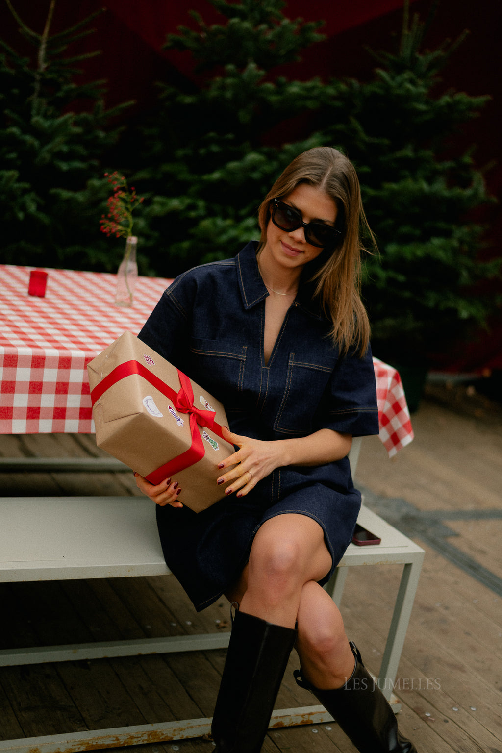 VILeva SS A-line short denim dress dark blue denim