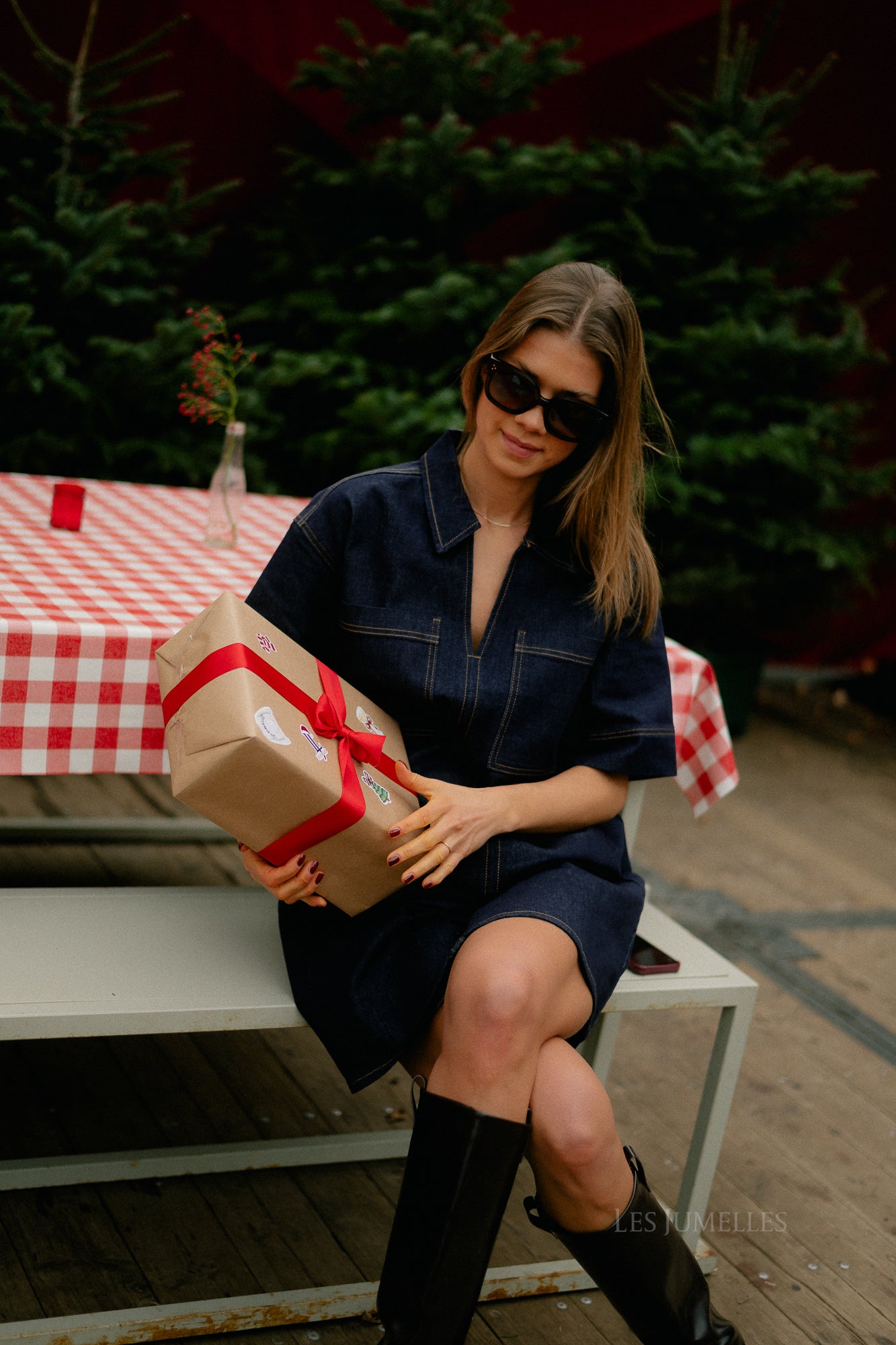 VILeva SS A-line short denim dress dark blue denim