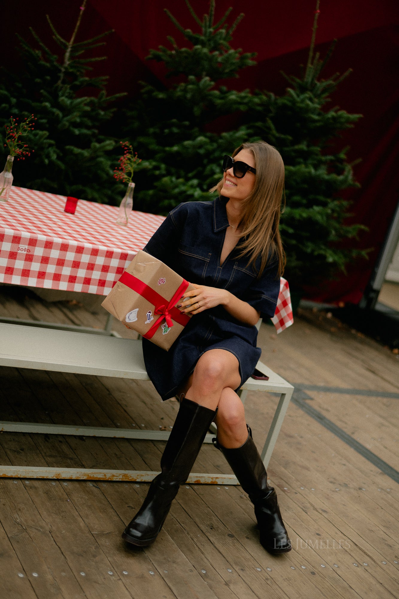 VILeva SS A-line short denim dress dark blue denim