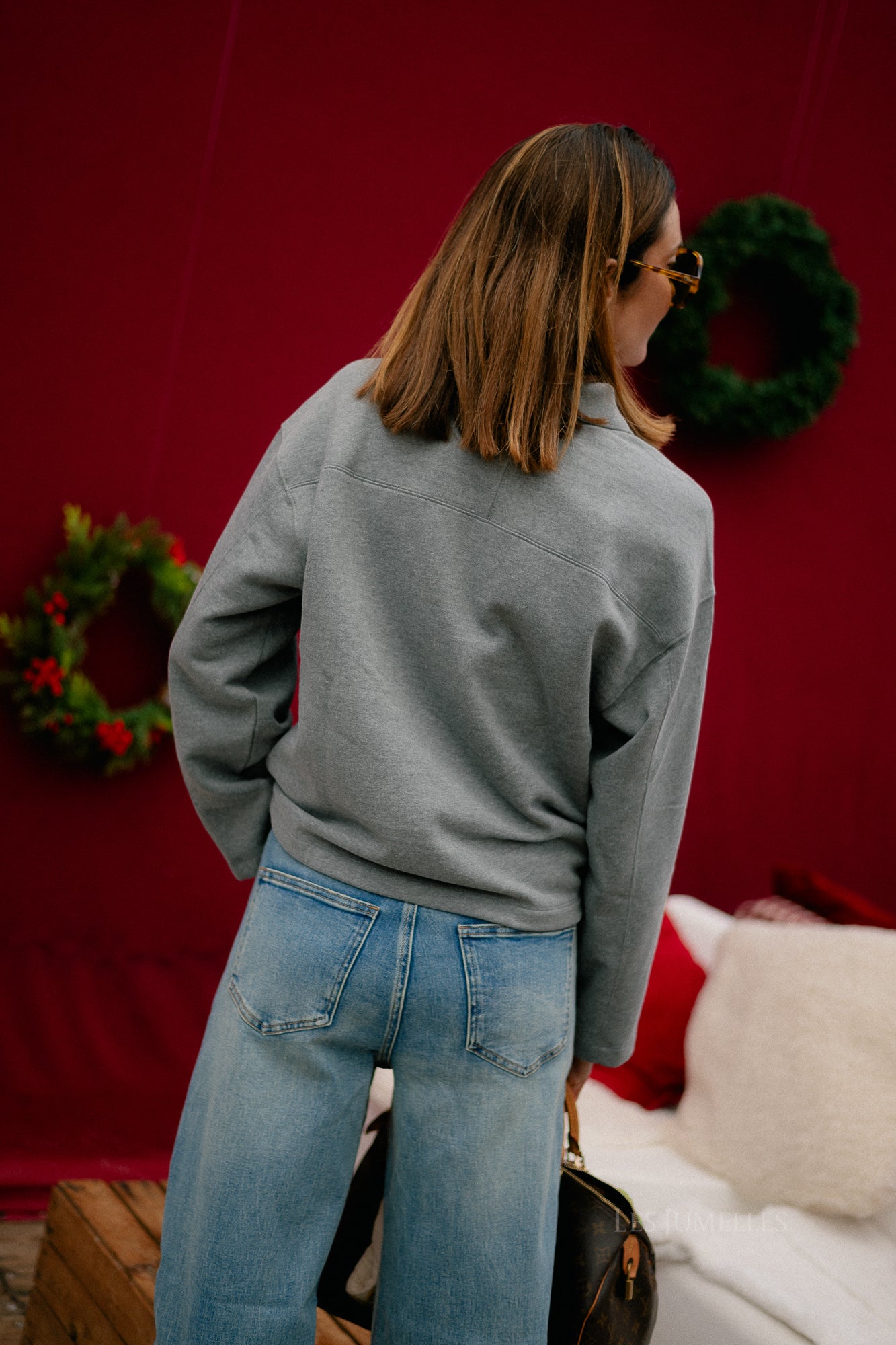 SLFAri Gia LS polo sweat medium grey melange